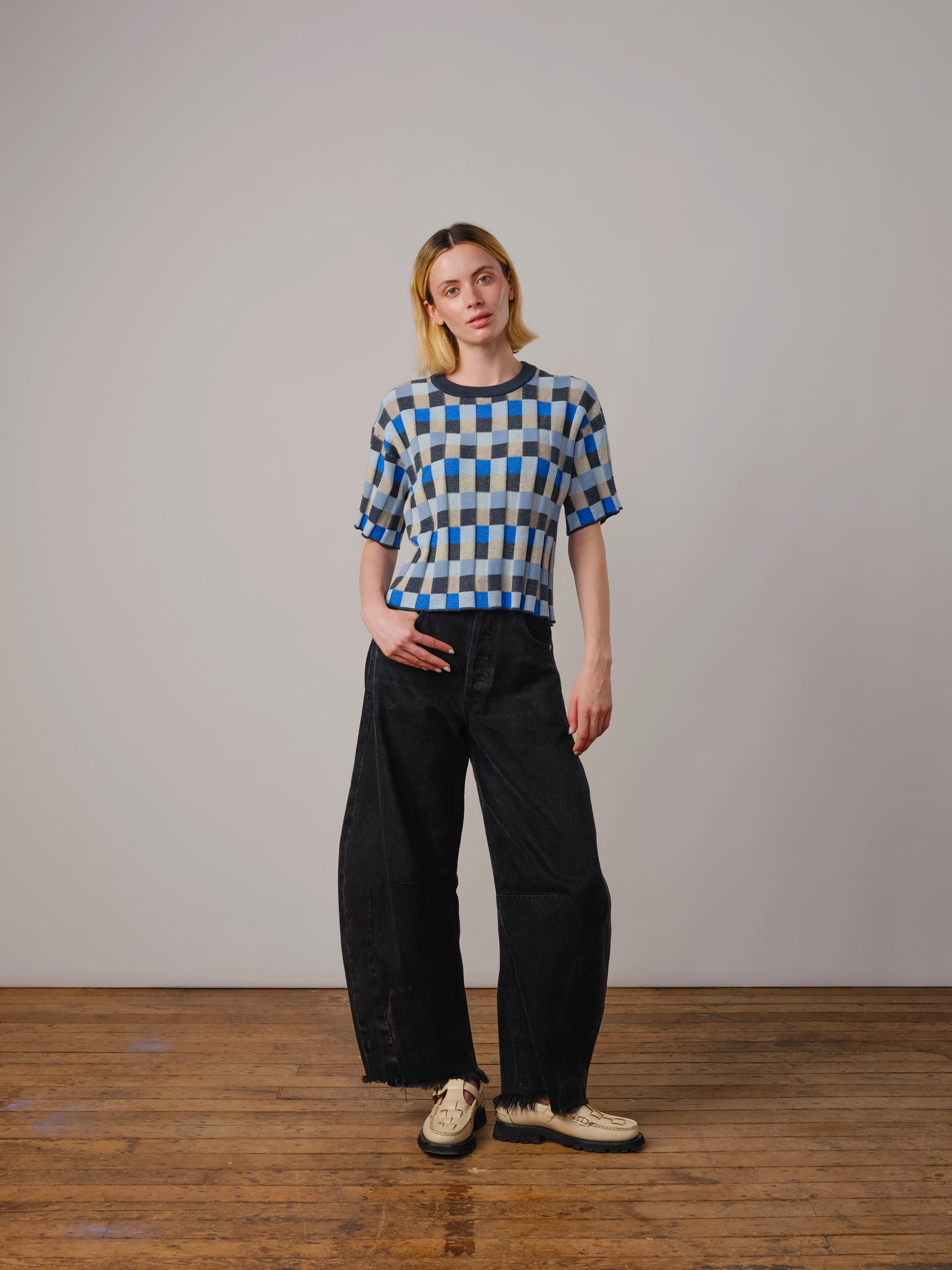 Anni Grid Plaited Tee - Horizon
