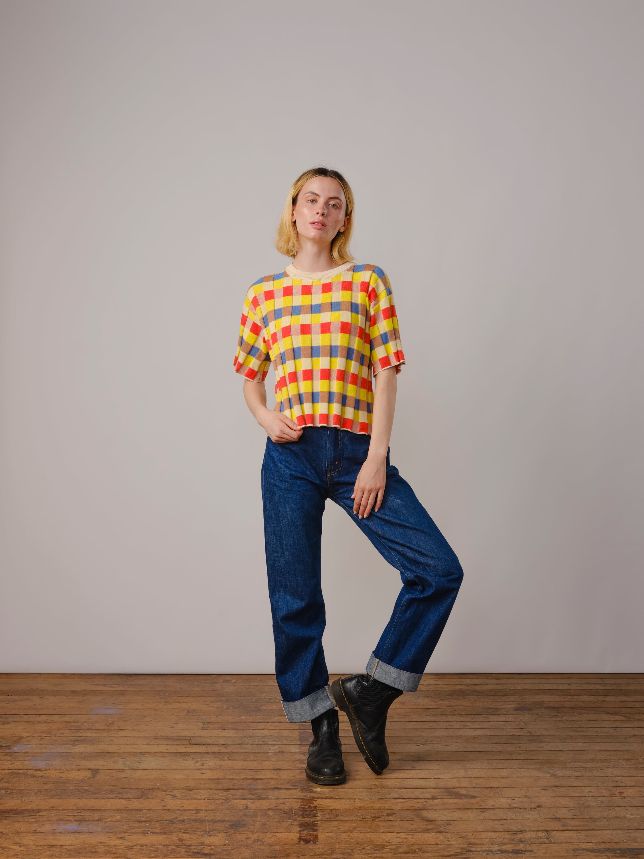 Anni Grid Plaited Tee - Prism