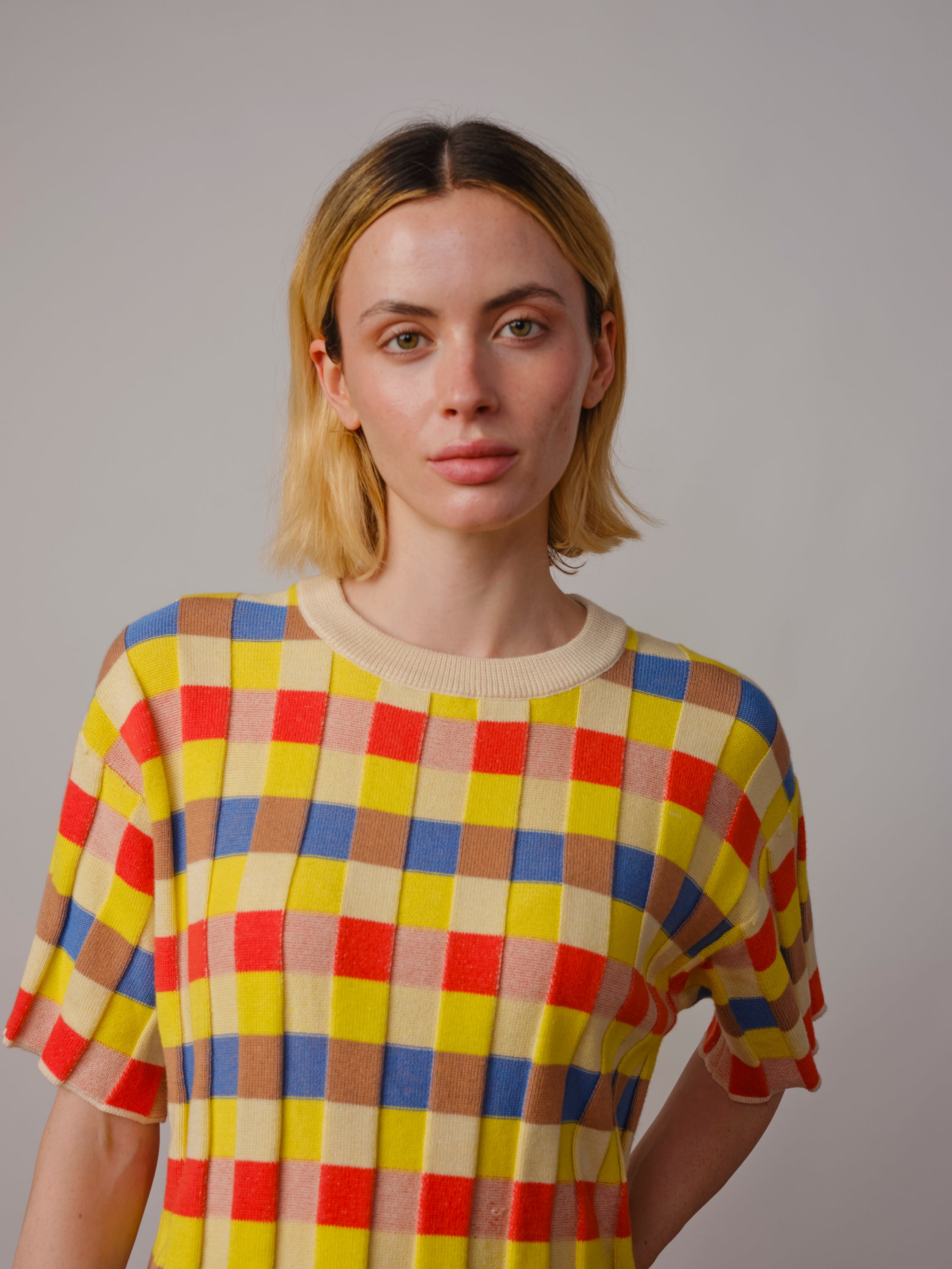 Anni Grid Plaited Tee - Prism