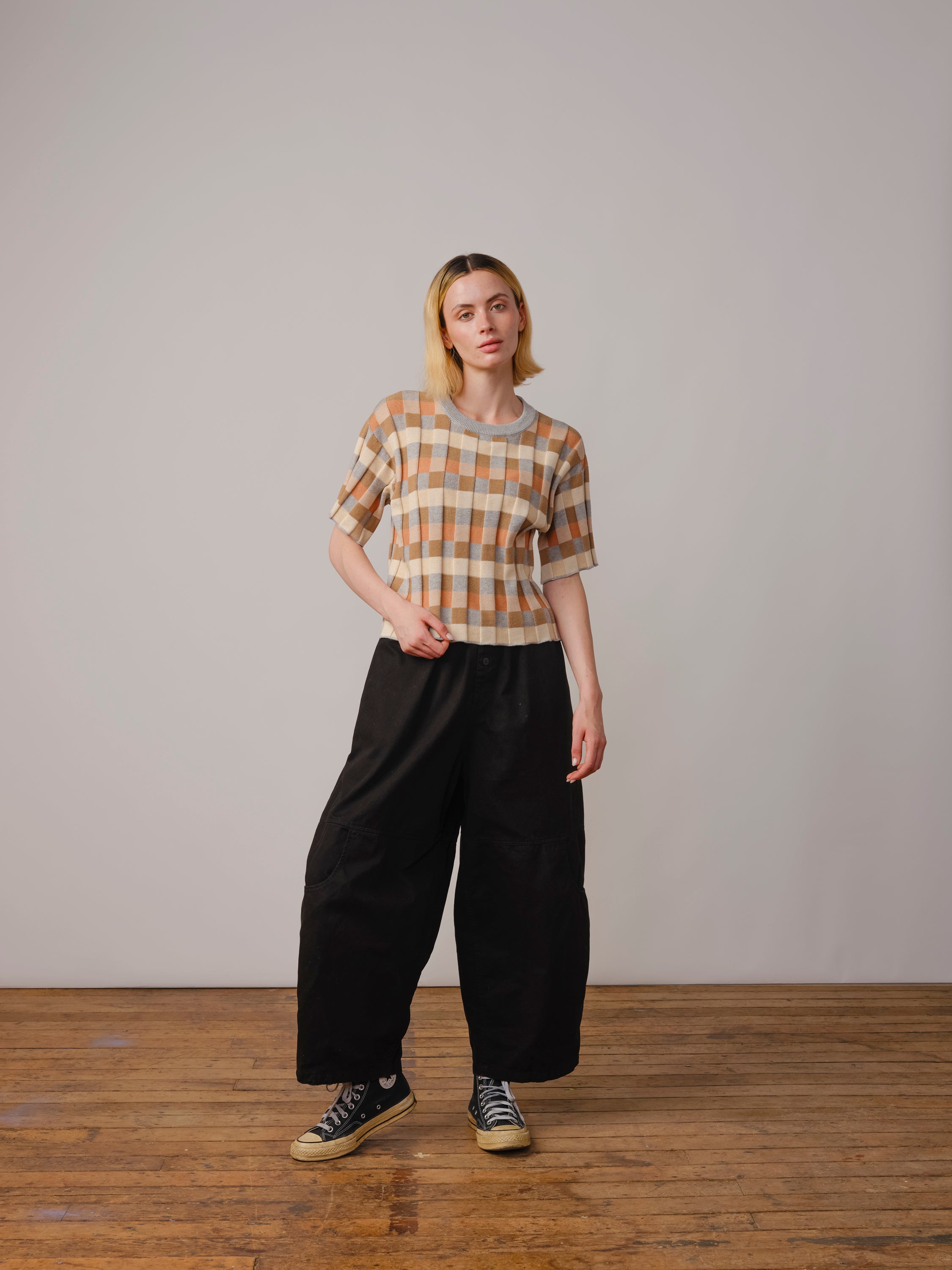 Anni Grid Plaited Tee - Quartz