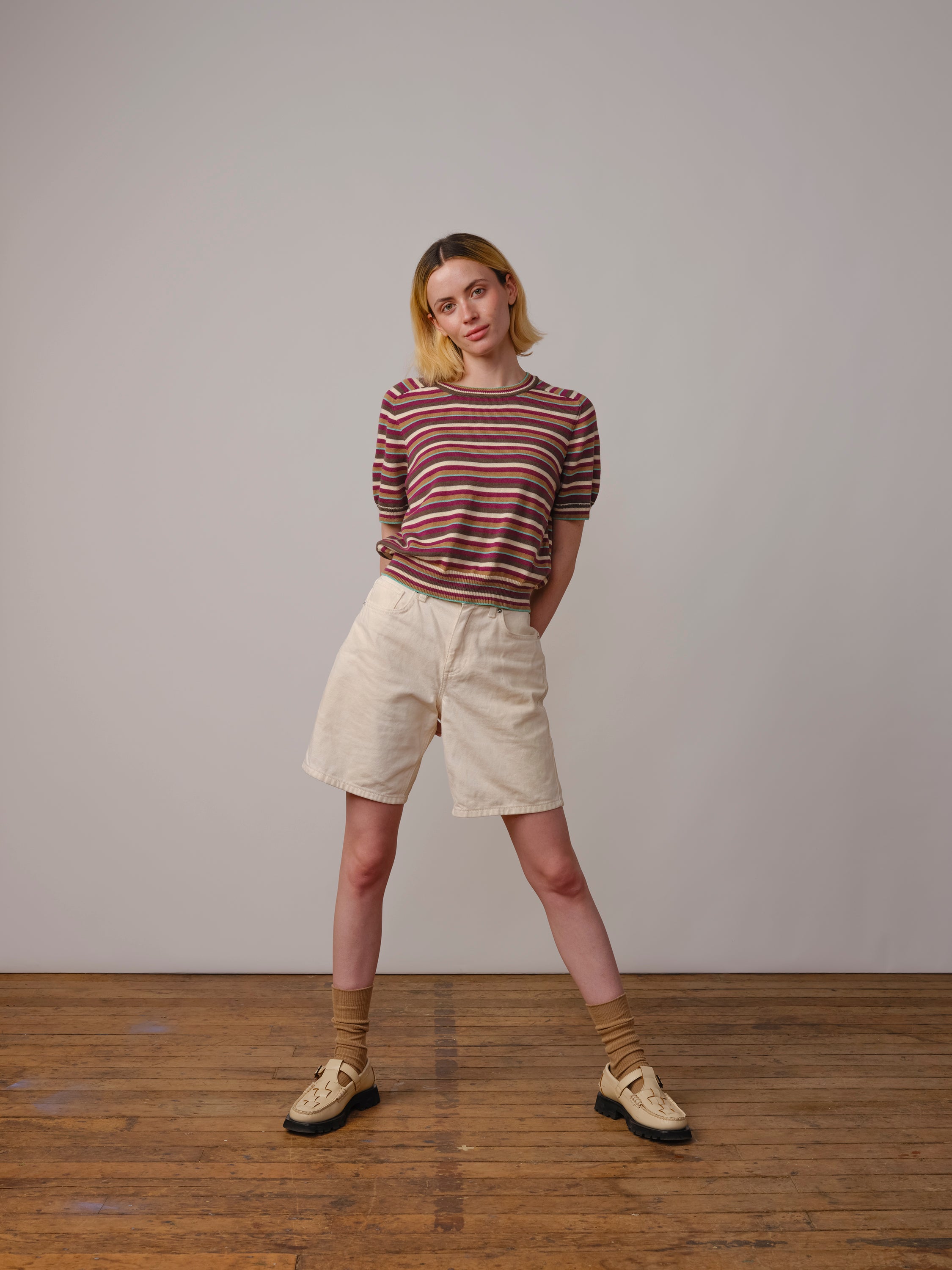 Mini Stripe Ruben Tee - Camu Camu