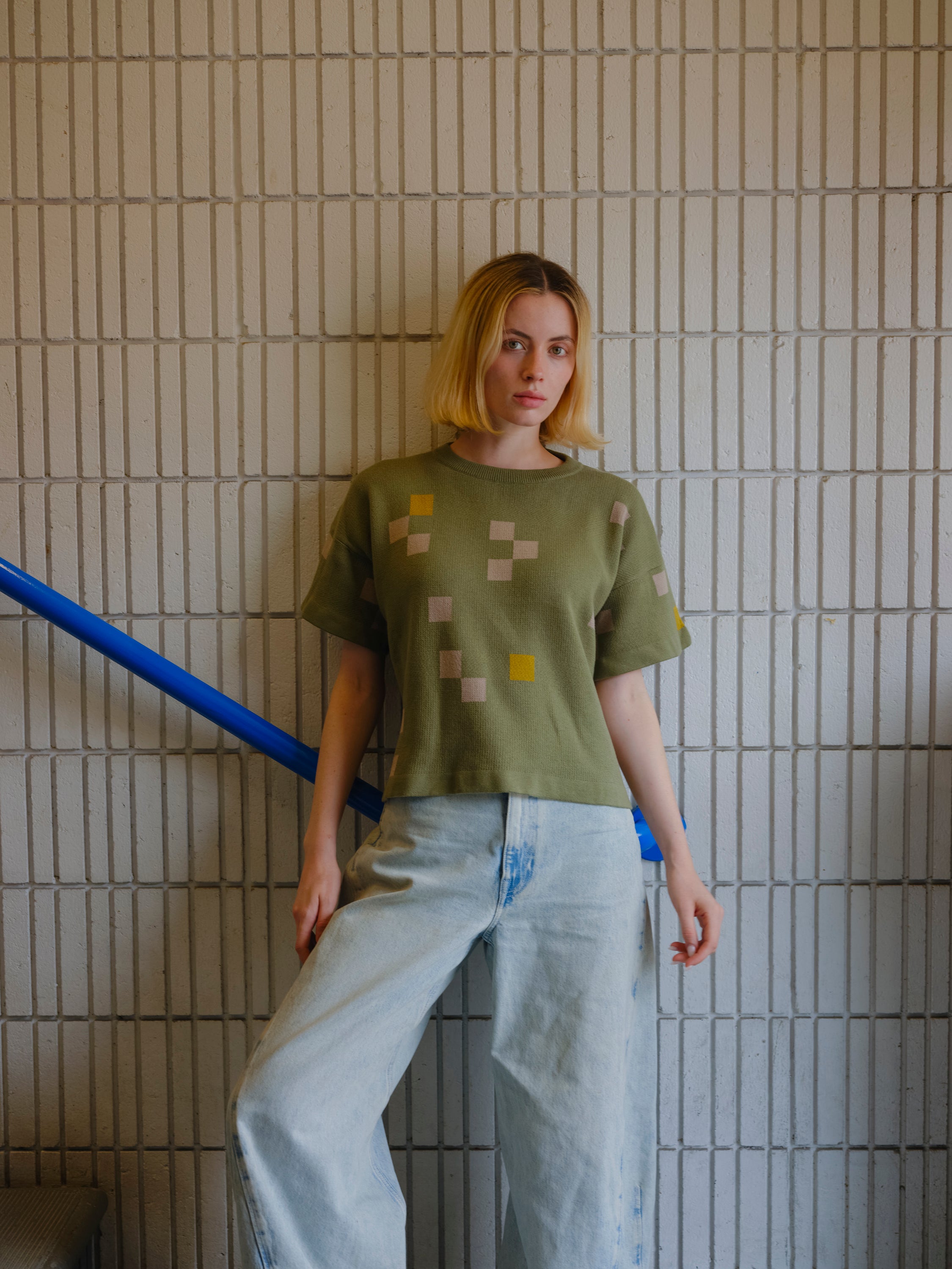 Albers Short Sleeve Sweater Tee - Olivine