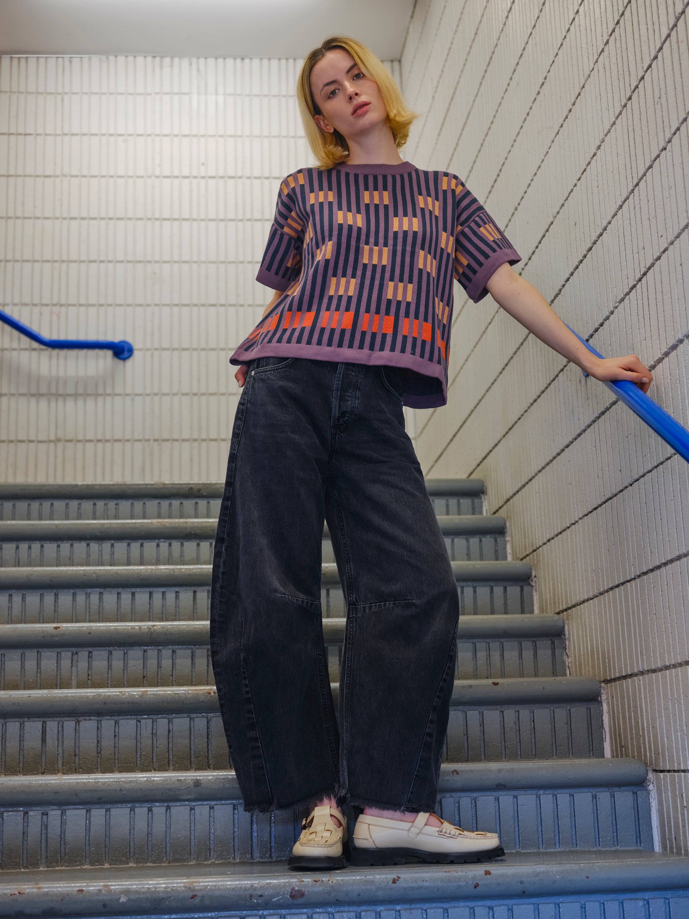 Bauhaus Short Sleeve Sweater Tee - Rhodolite