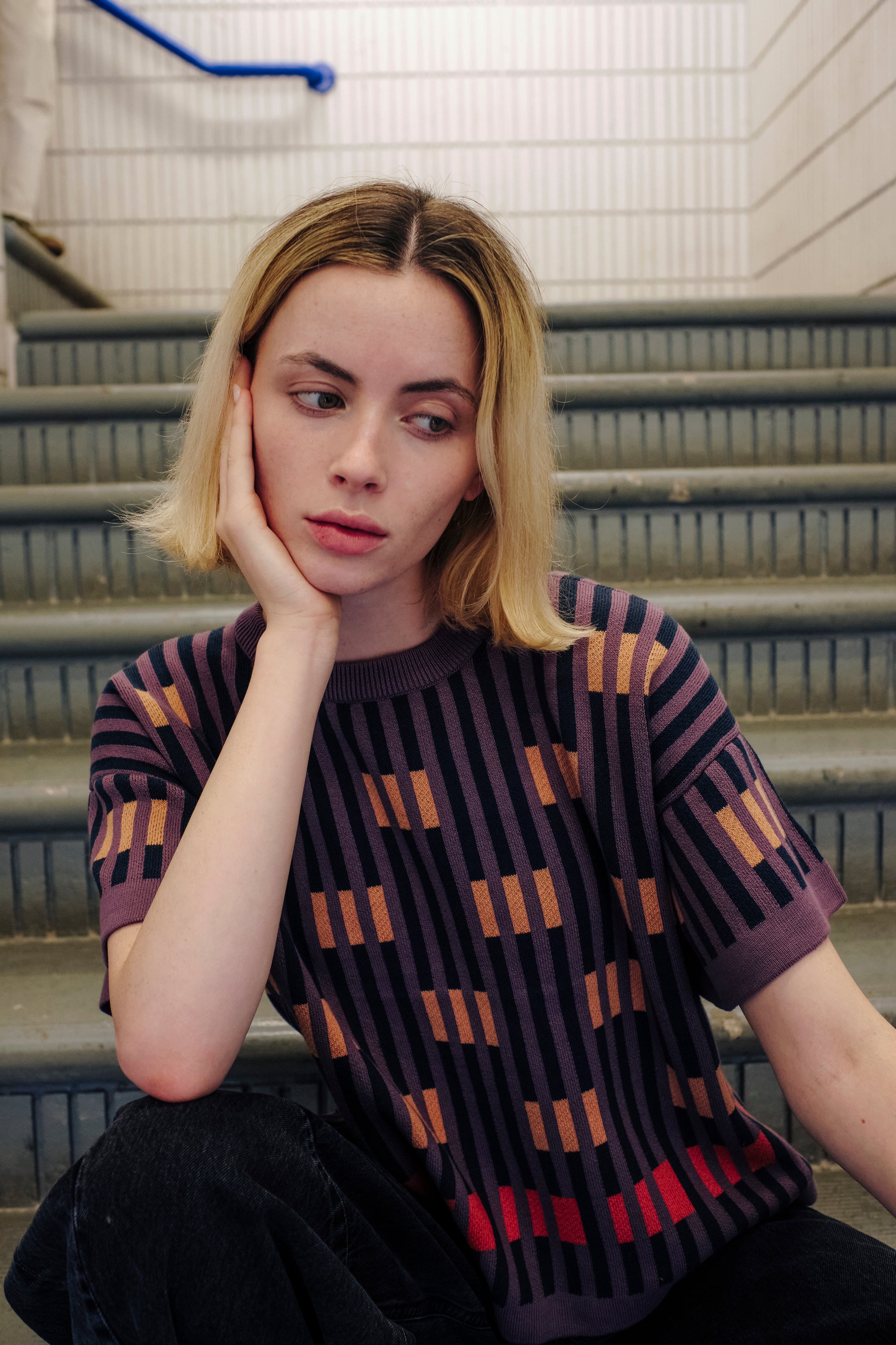 Bauhaus Short Sleeve Sweater Tee - Rhodolite