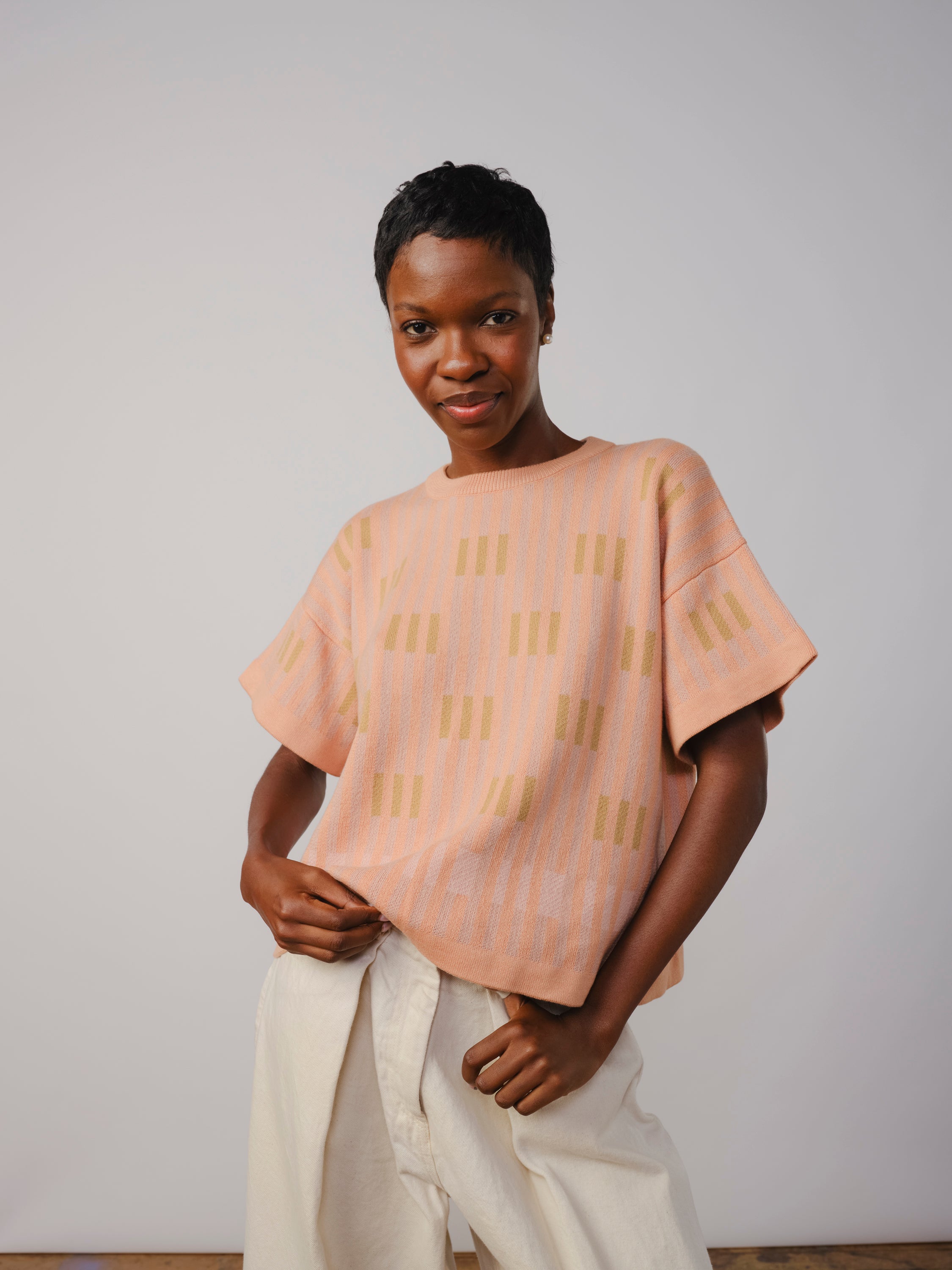 Bauhaus Short Sleeve Sweater Tee - Selenite