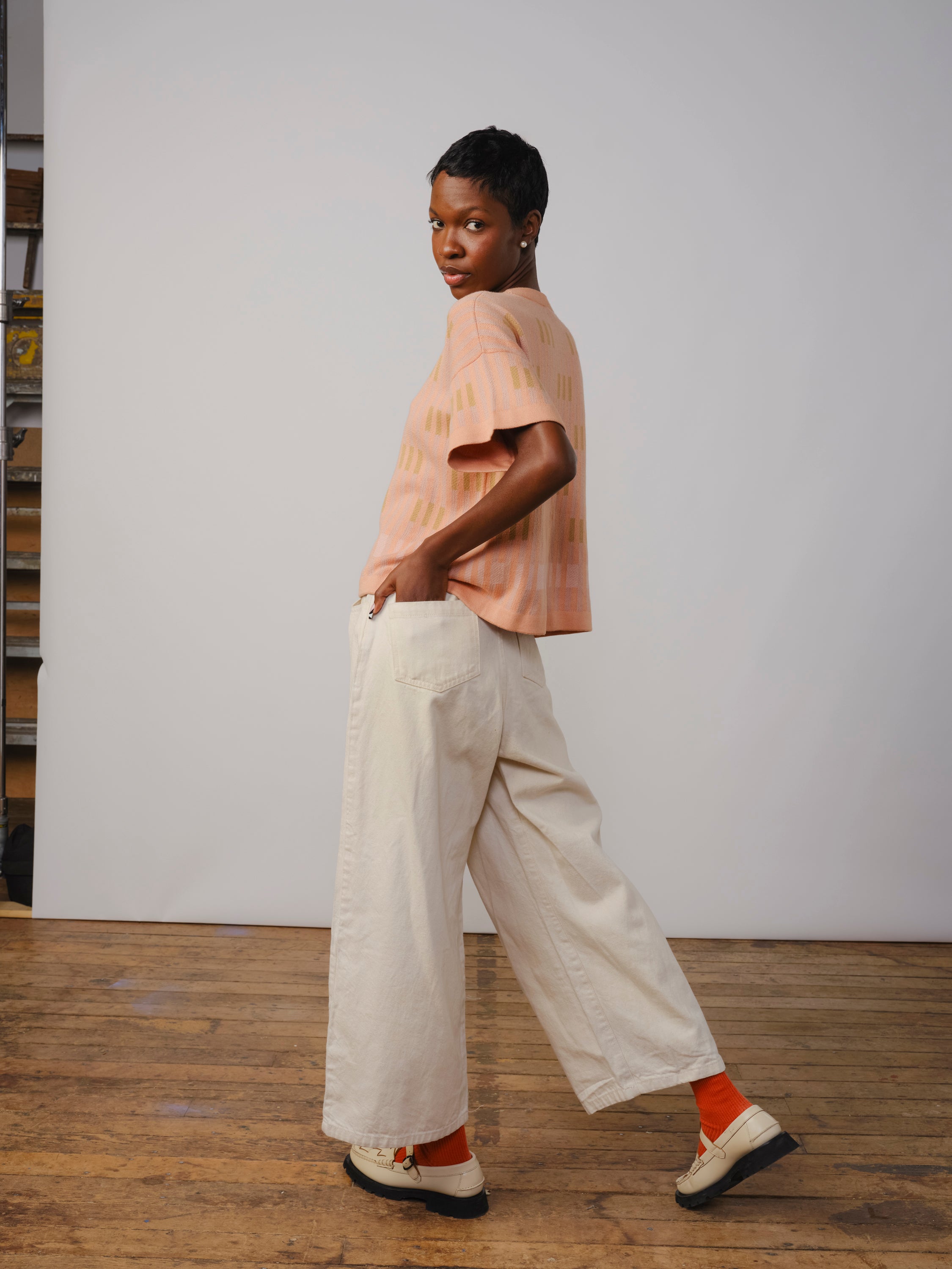 Bauhaus Short Sleeve Sweater Tee - Selenite