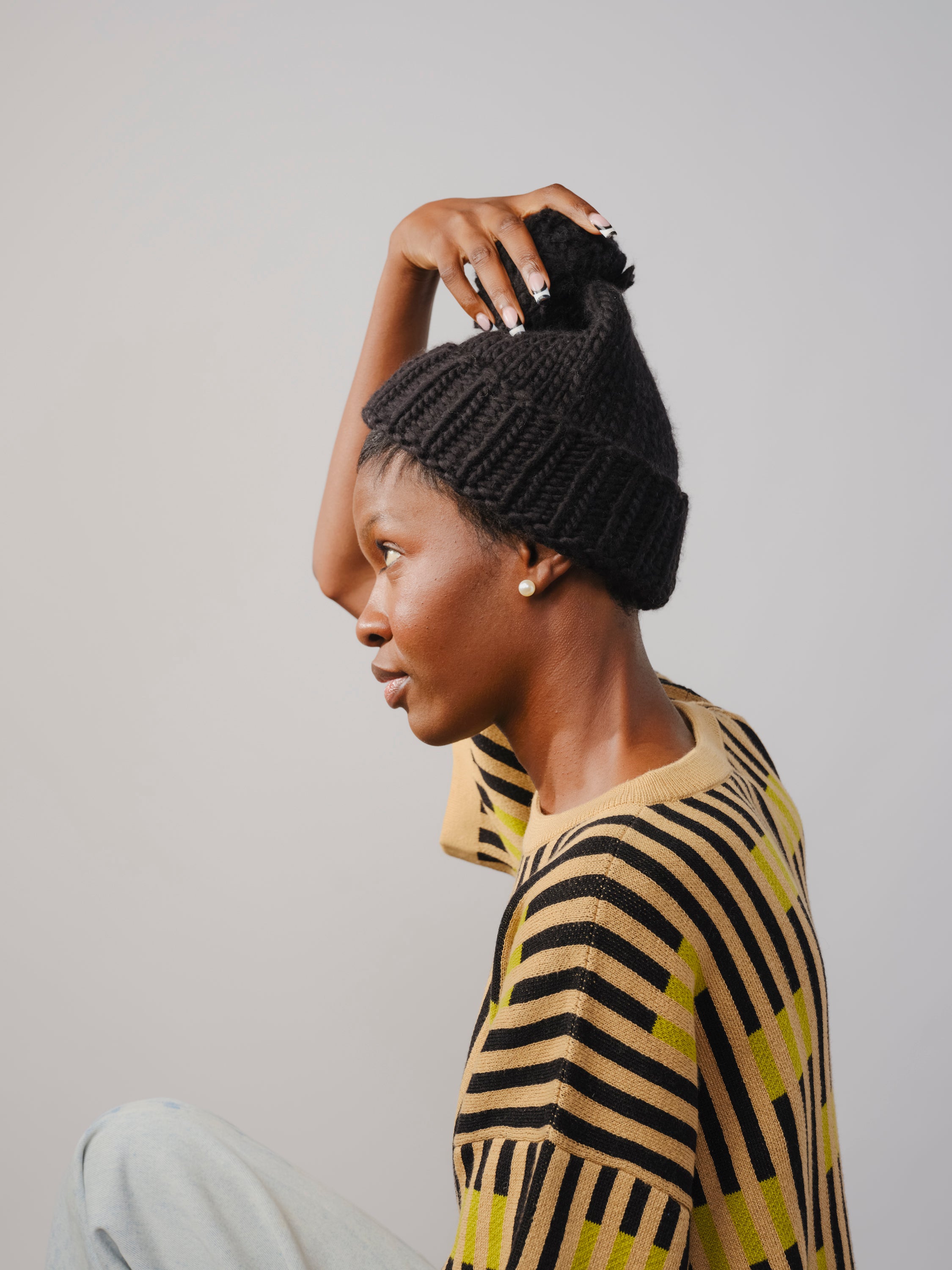 Marina Hand Knit Beanie - Obsidian