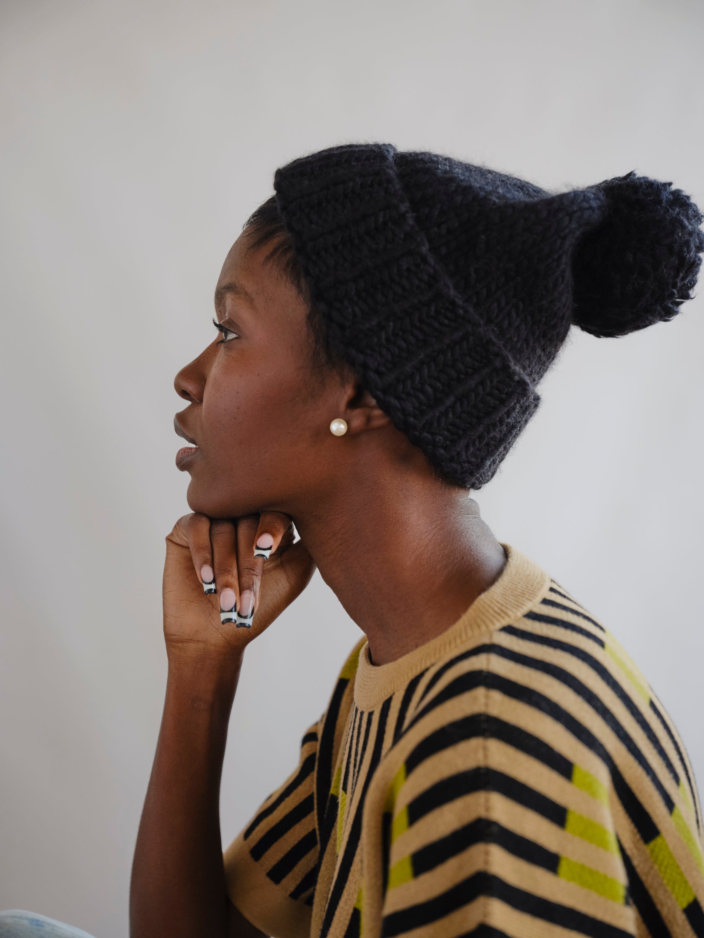 Marina Hand Knit Beanie - Obsidian