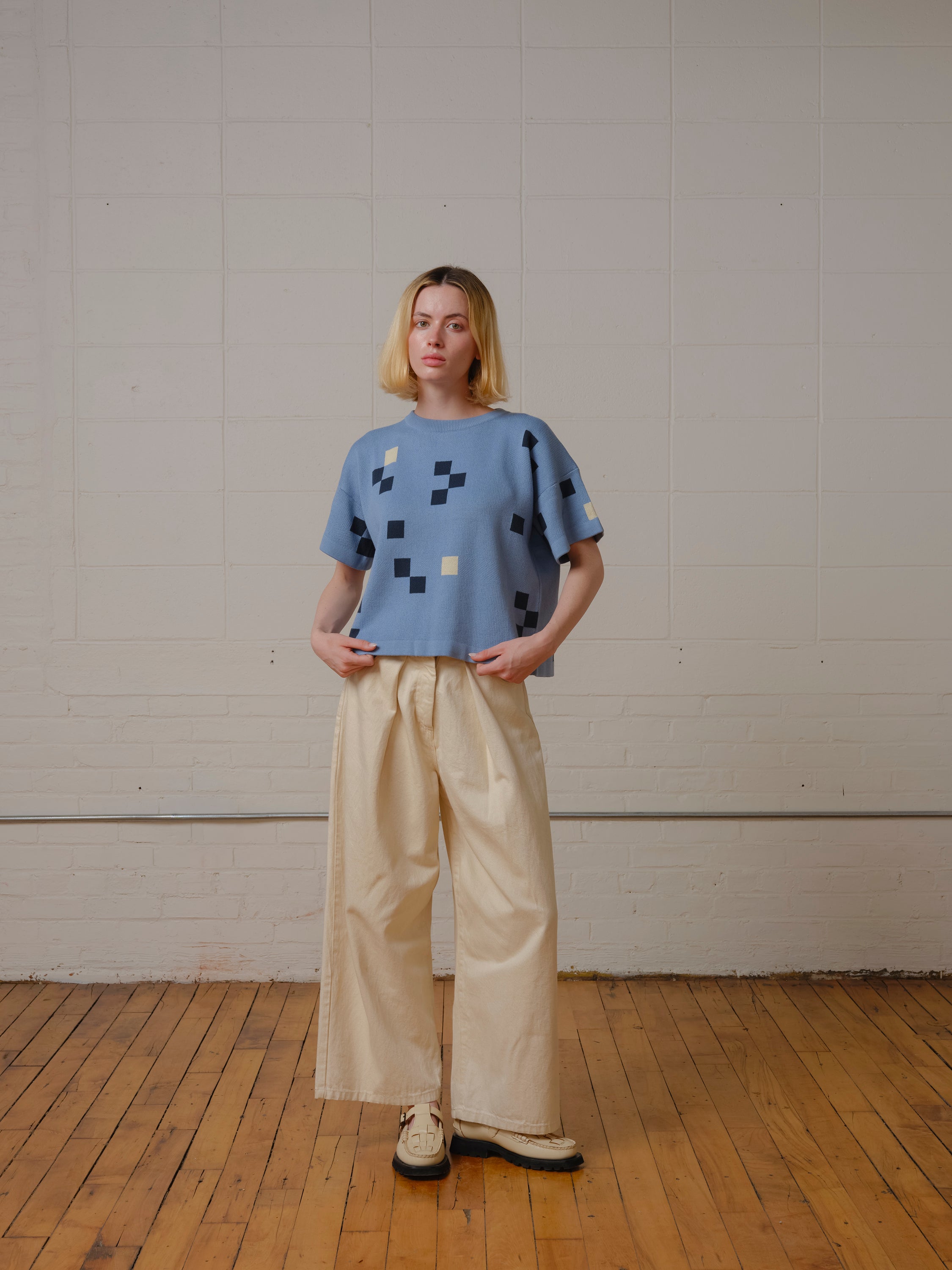 Albers Short Sleeve Sweater Tee - Larimar