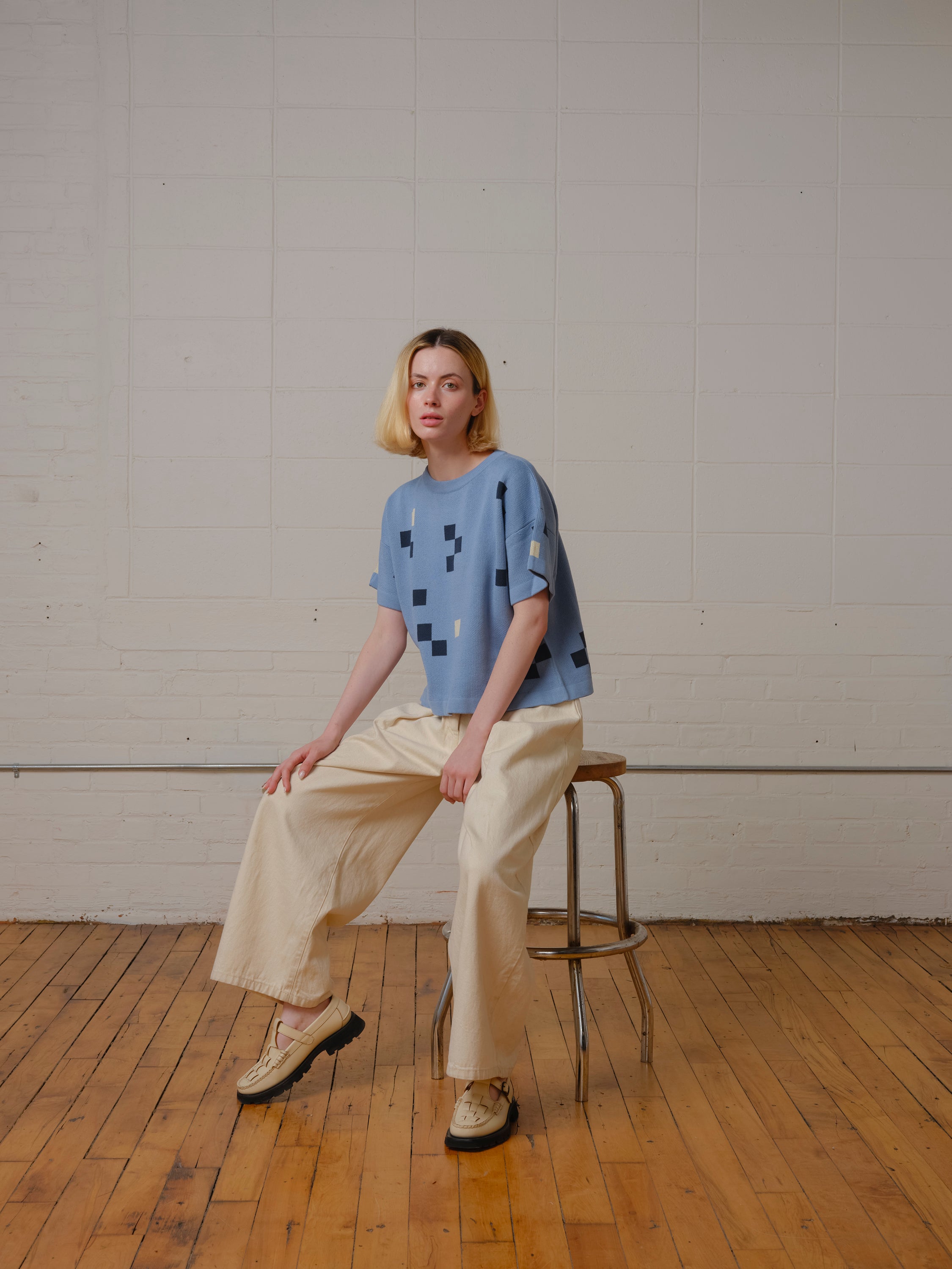 Albers Short Sleeve Sweater Tee - Larimar