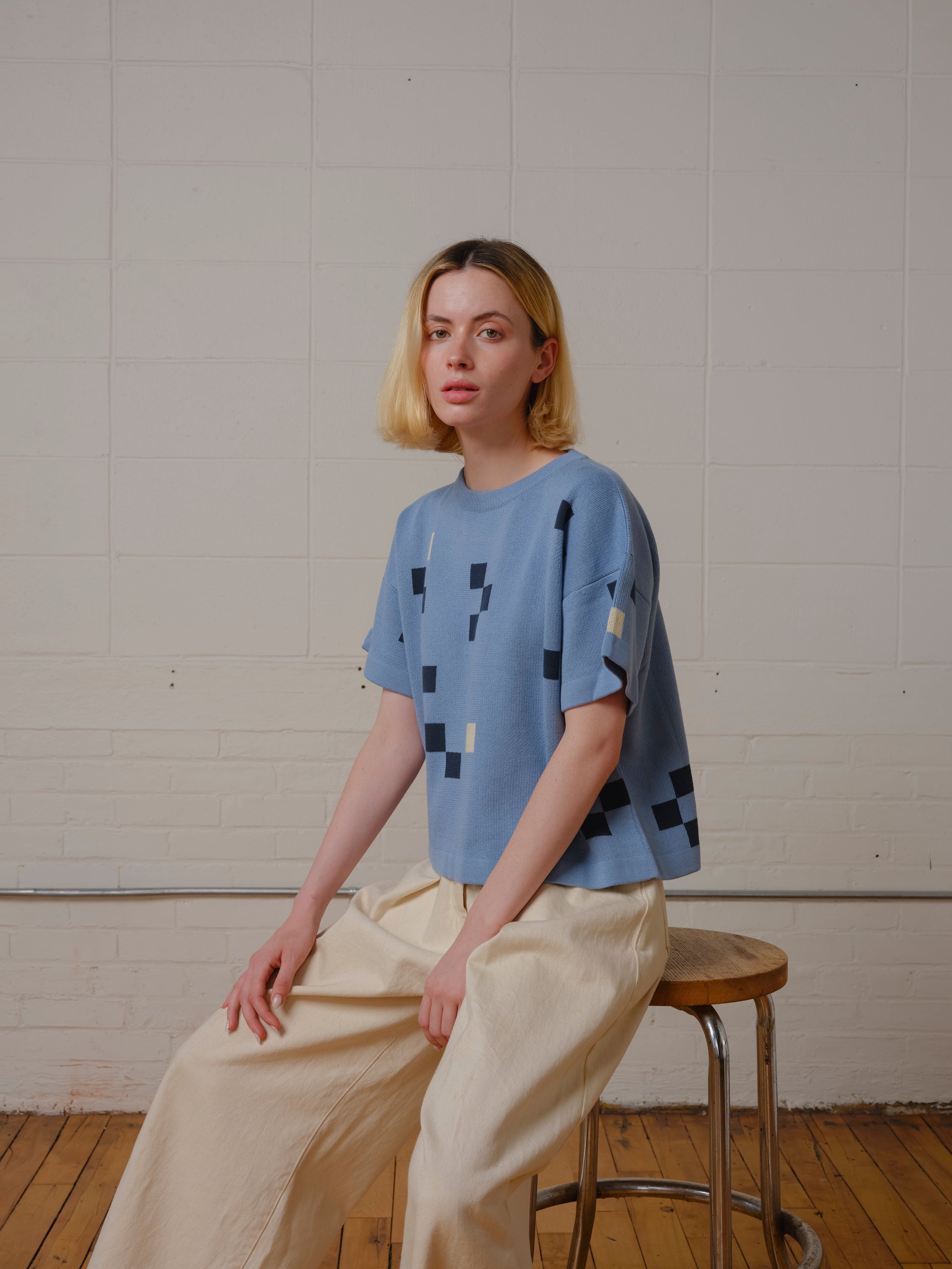Albers Short Sleeve Sweater Tee - Larimar