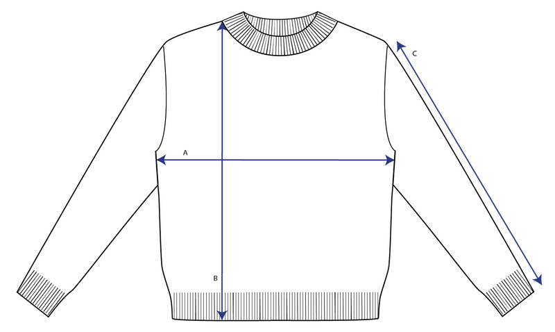 Augusta Grid Stitch Sweater measurement diagram