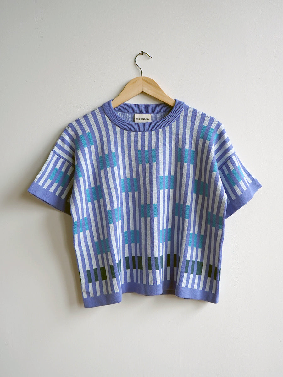 Bauhaus Short Sleeve Sweater Tee - Azure