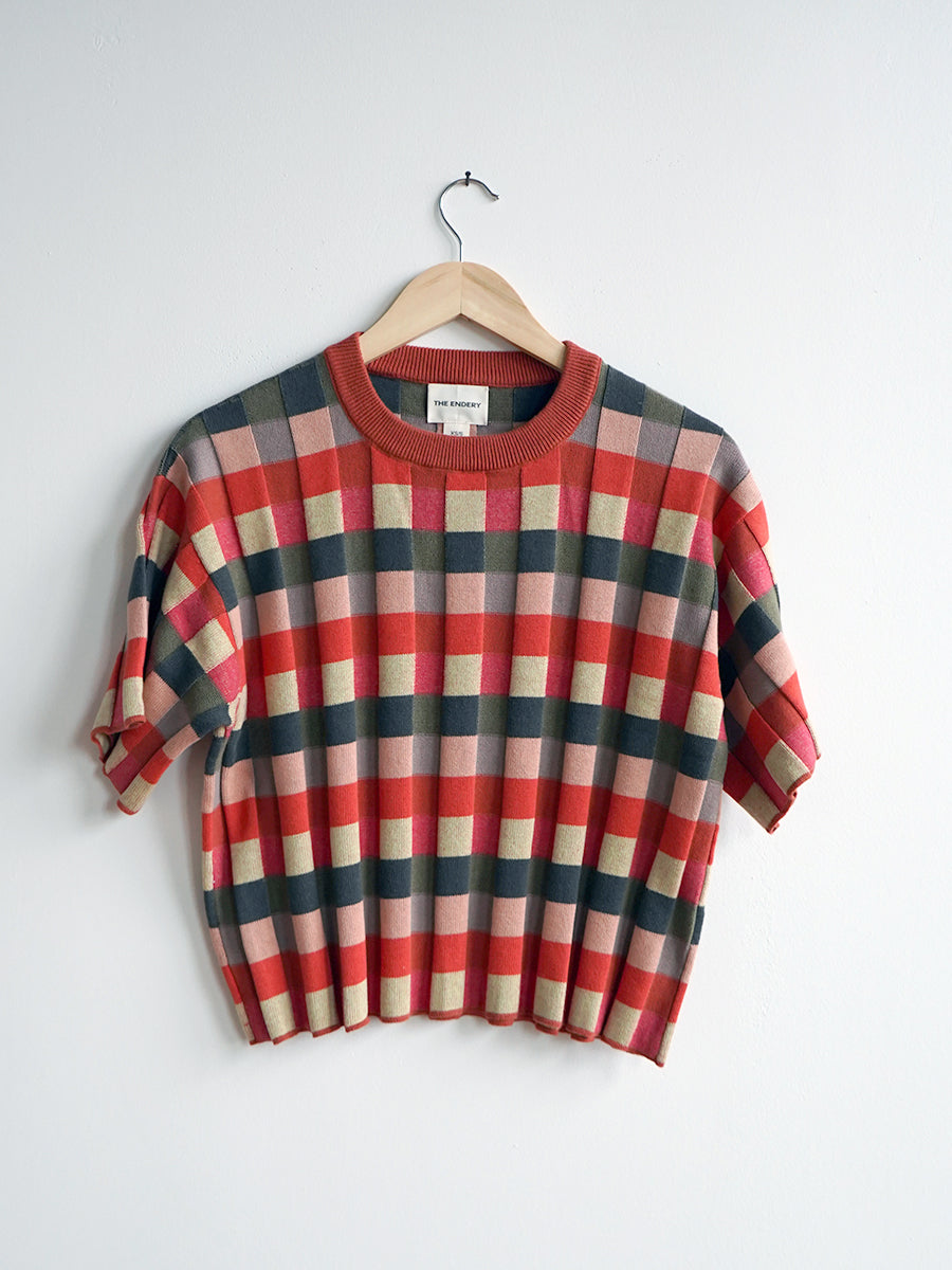 Anni Grid Plaited Tee - Solar Flare