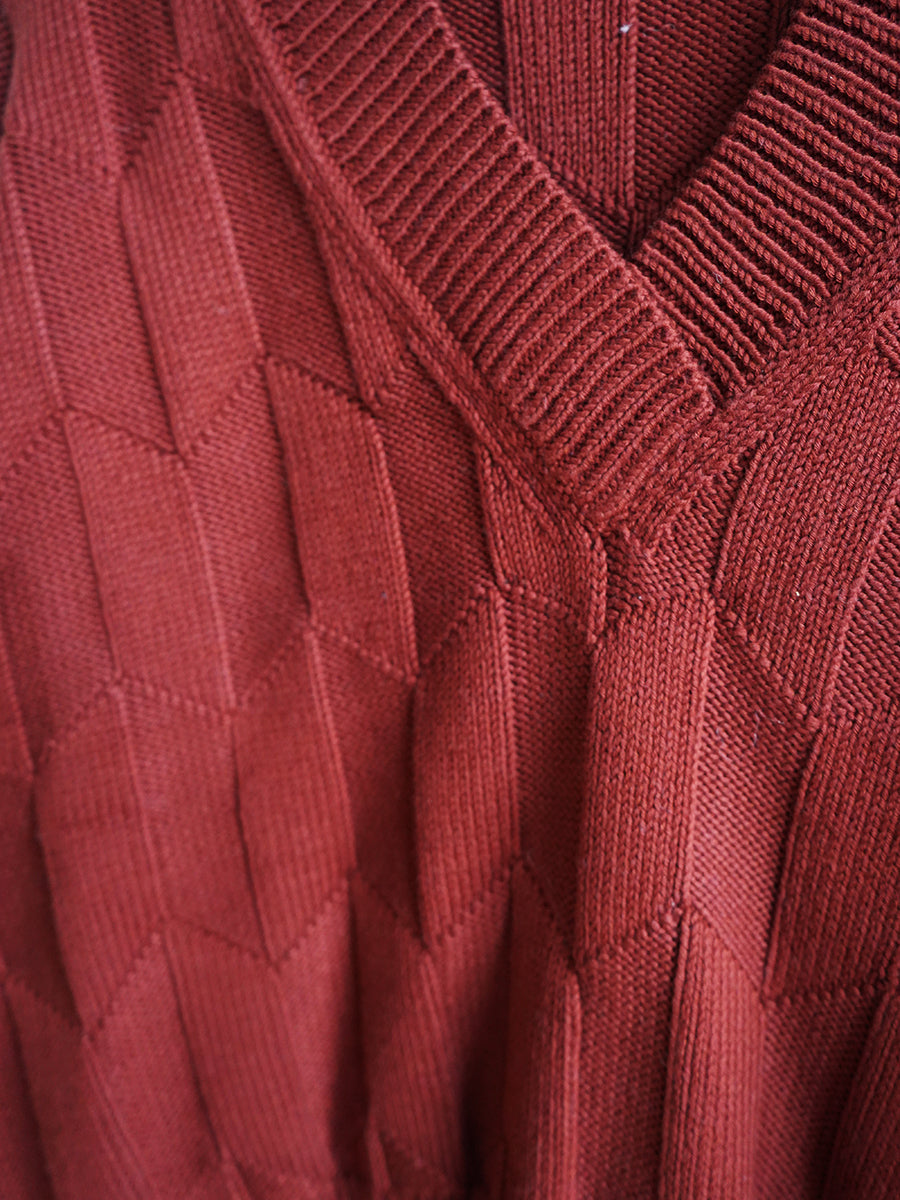 Lilly Chevron V-Neck Sweater - Sepia