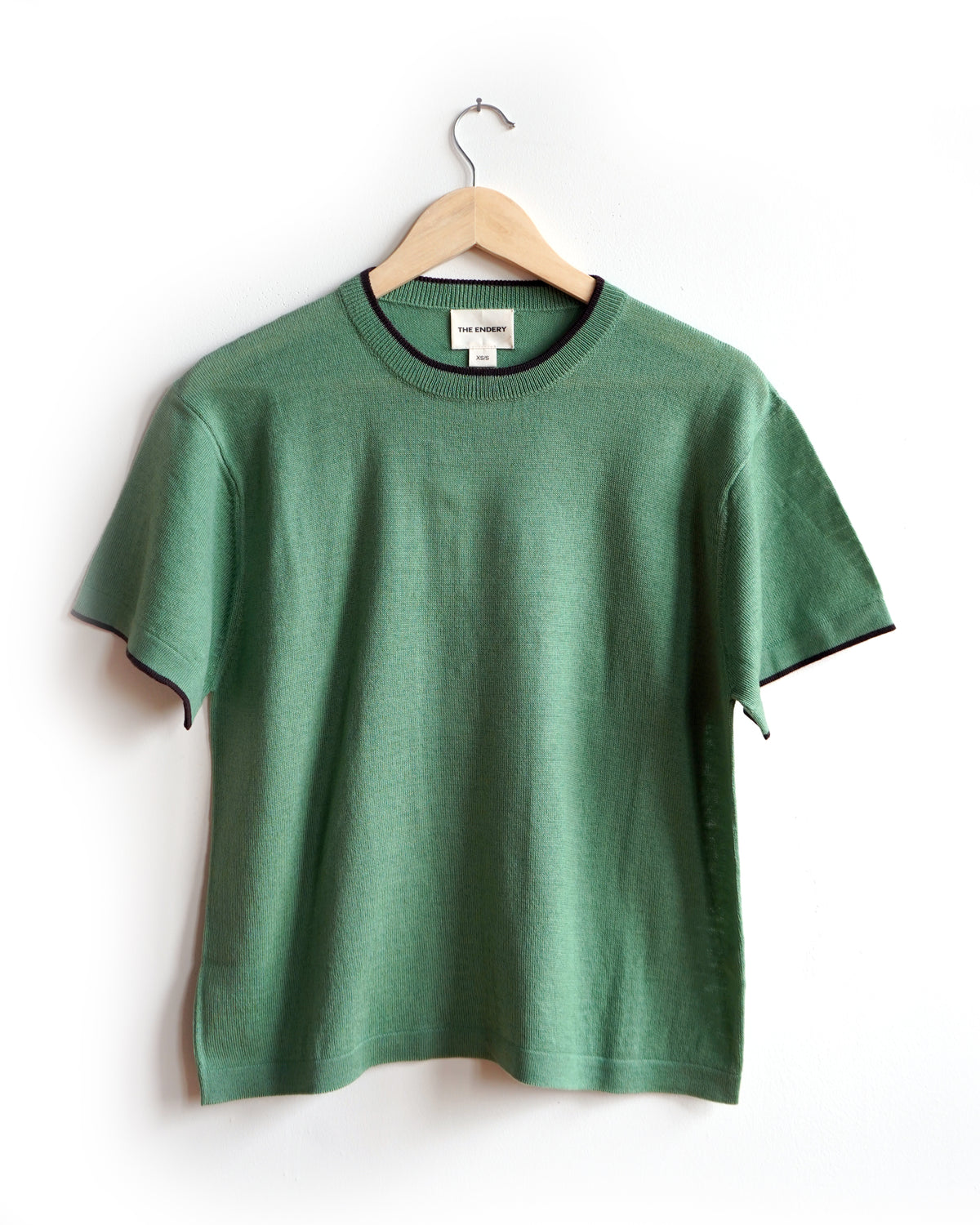 The Endery Tipped Merino Oversized Tee, Fennel — green merino wool tee