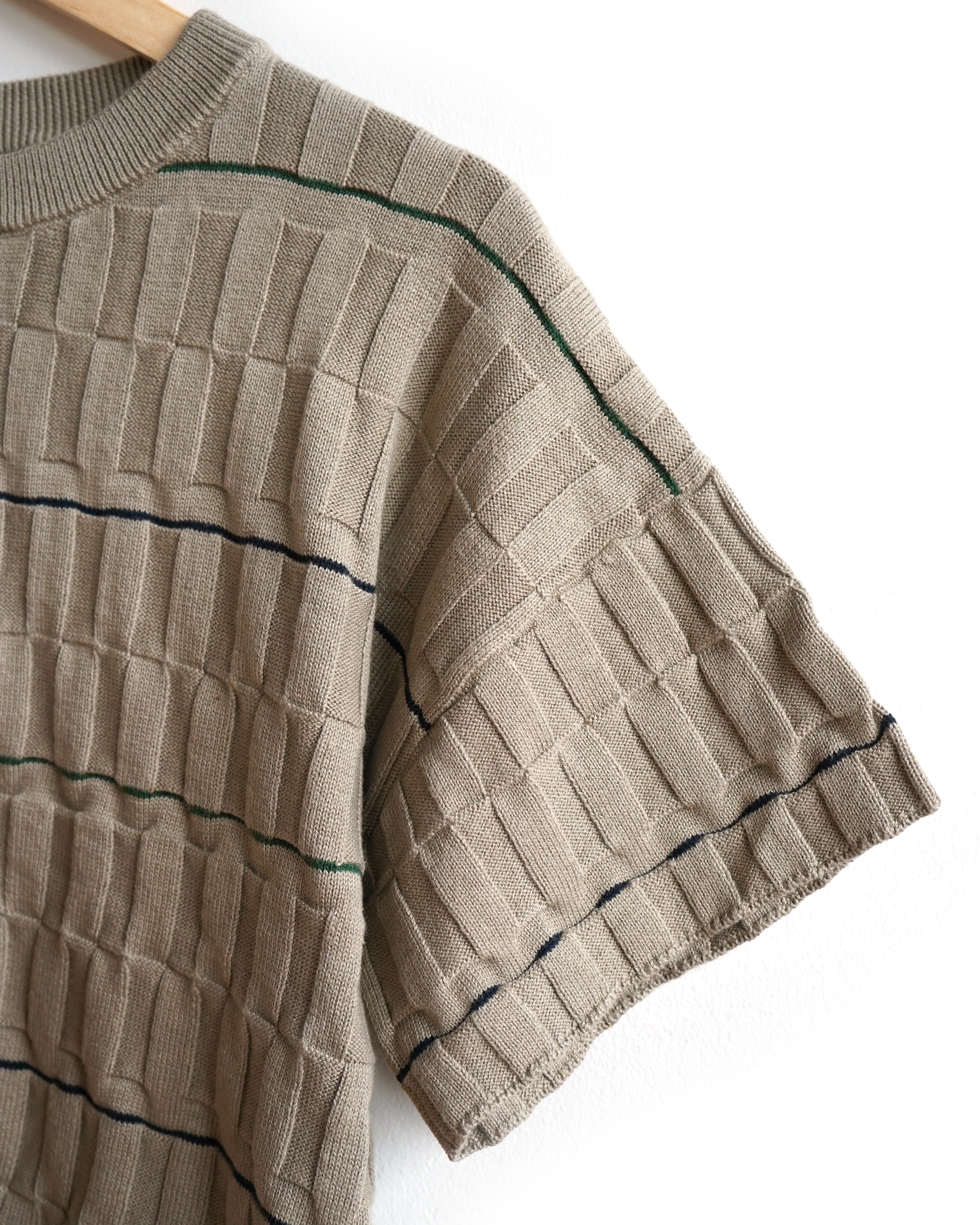 Wiggle Stripe Knit Grid Tee - Twig