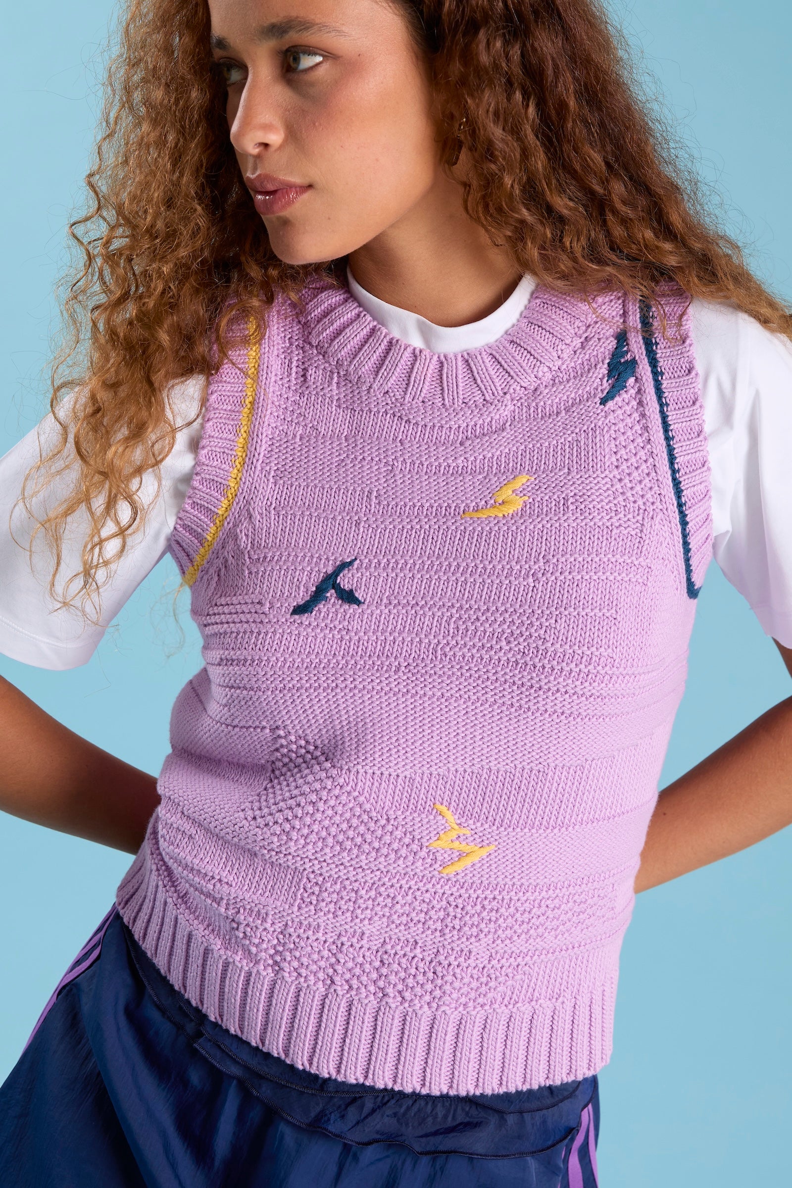 Visibly Mended - Textured Vest in Rescued Pima Cotton - Lavender