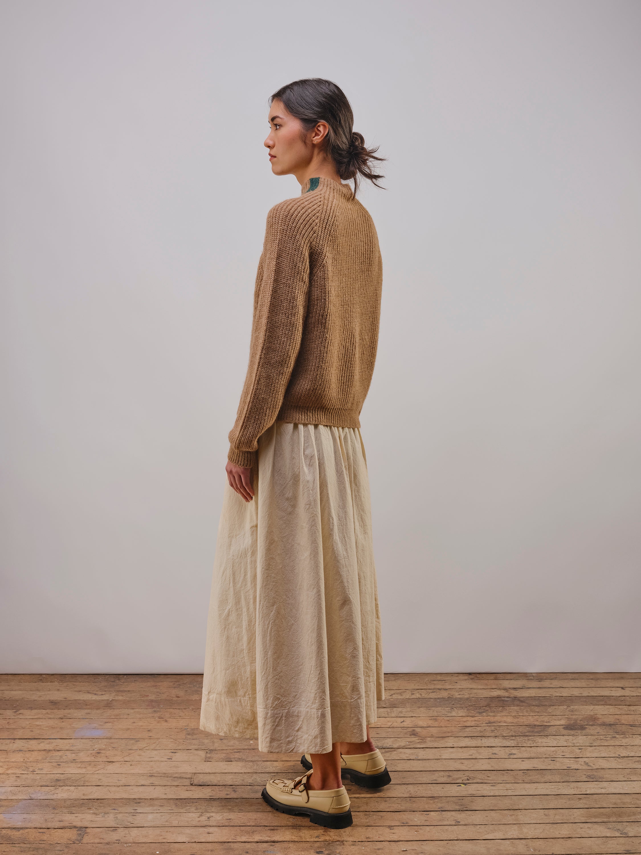 Racing Stripe L/S Mockneck - Mushroom