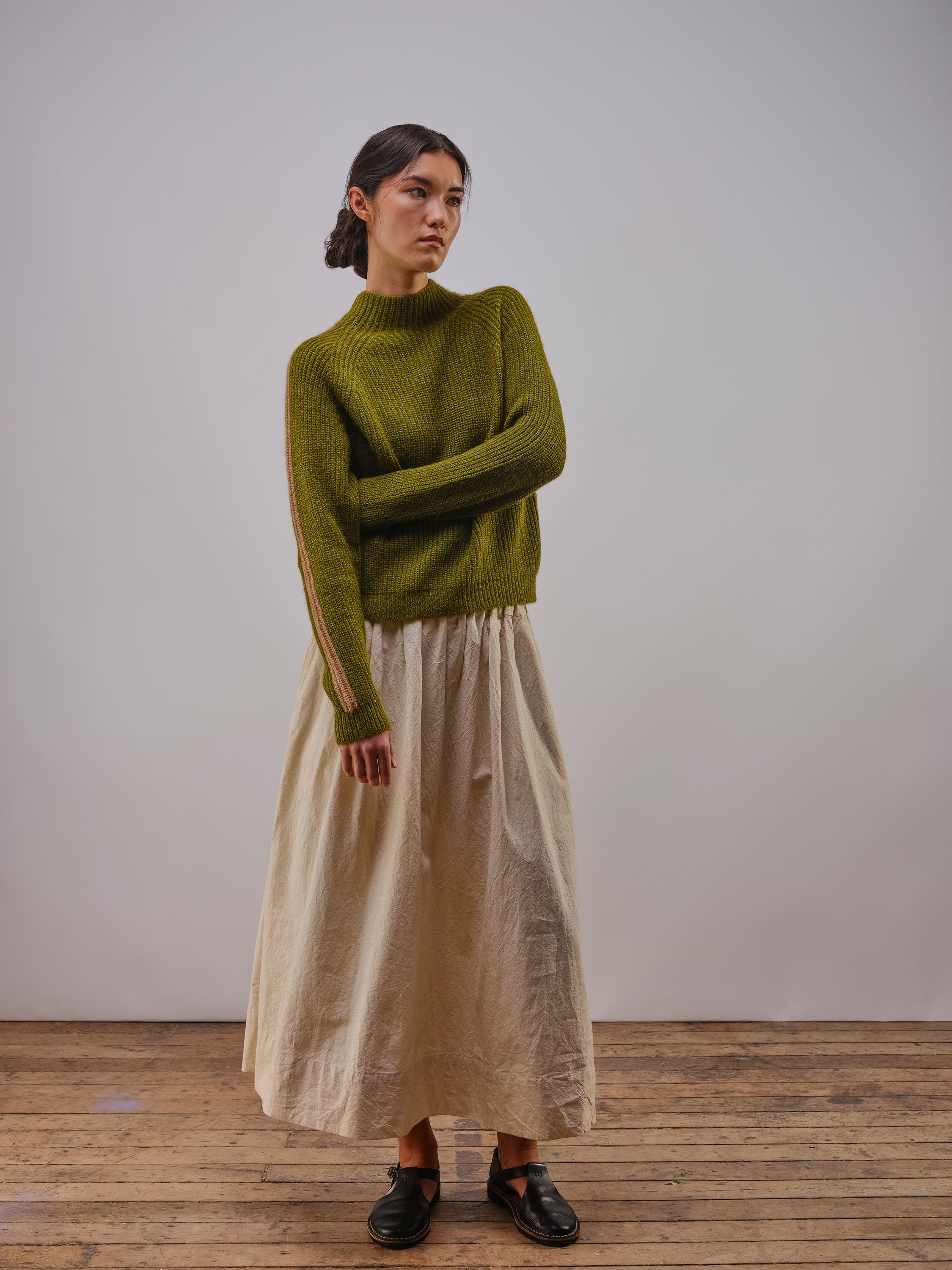 Racing Stripe L/S Mockneck - Moss