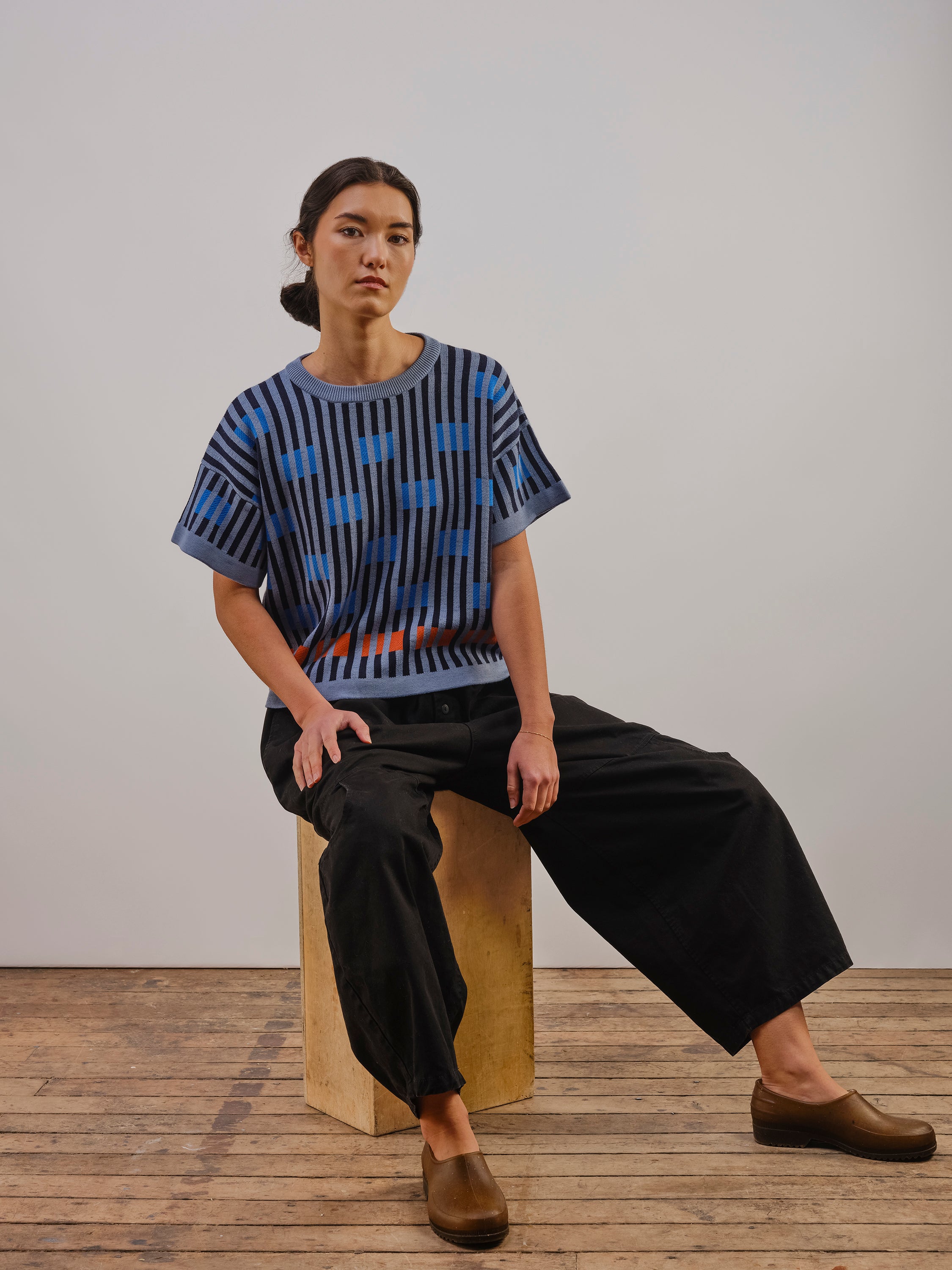 Bauhaus Short Sleeve Sweater Tee - Neptune