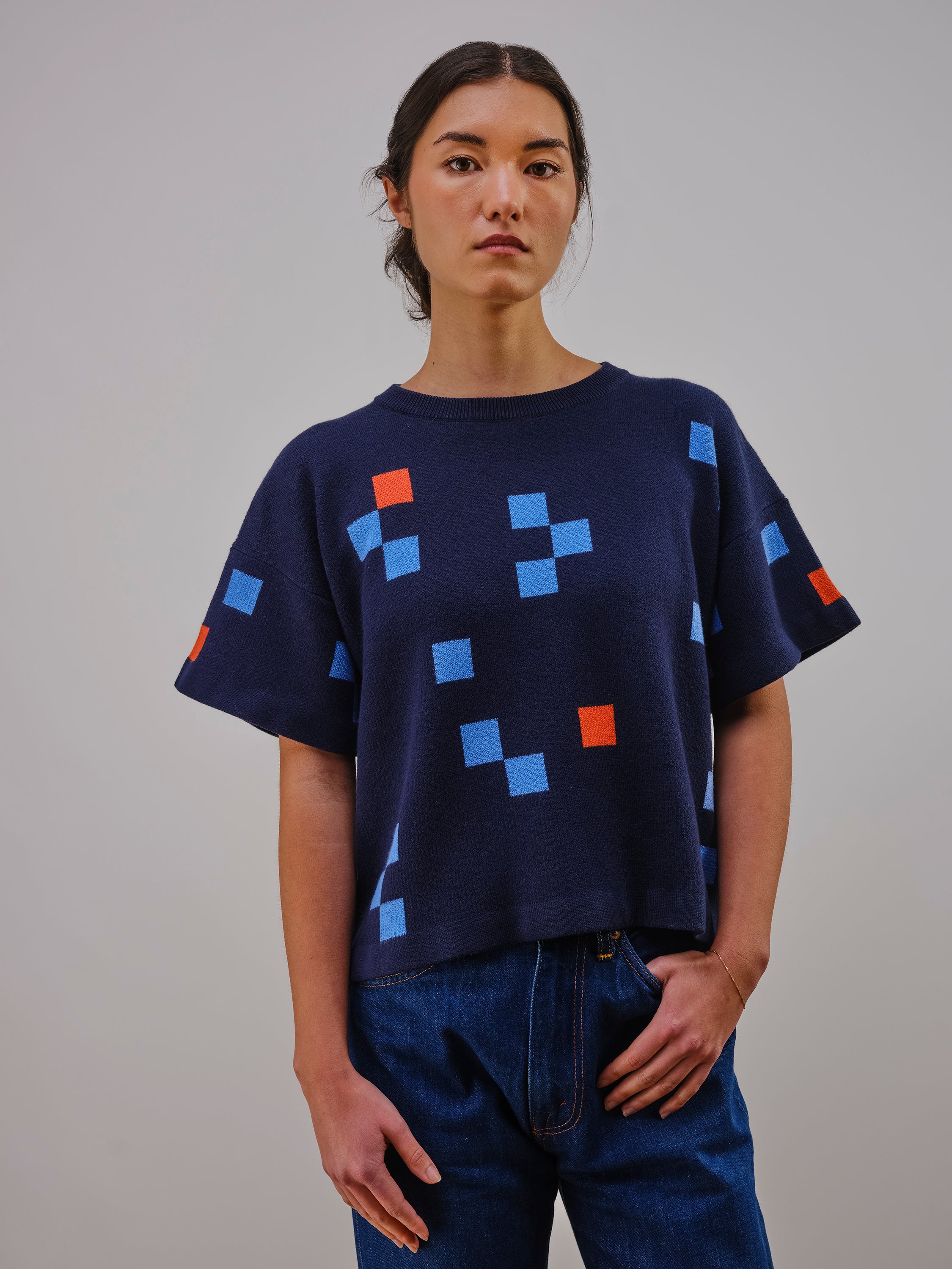 Albers Short Sleeve Sweater Tee- Indigo