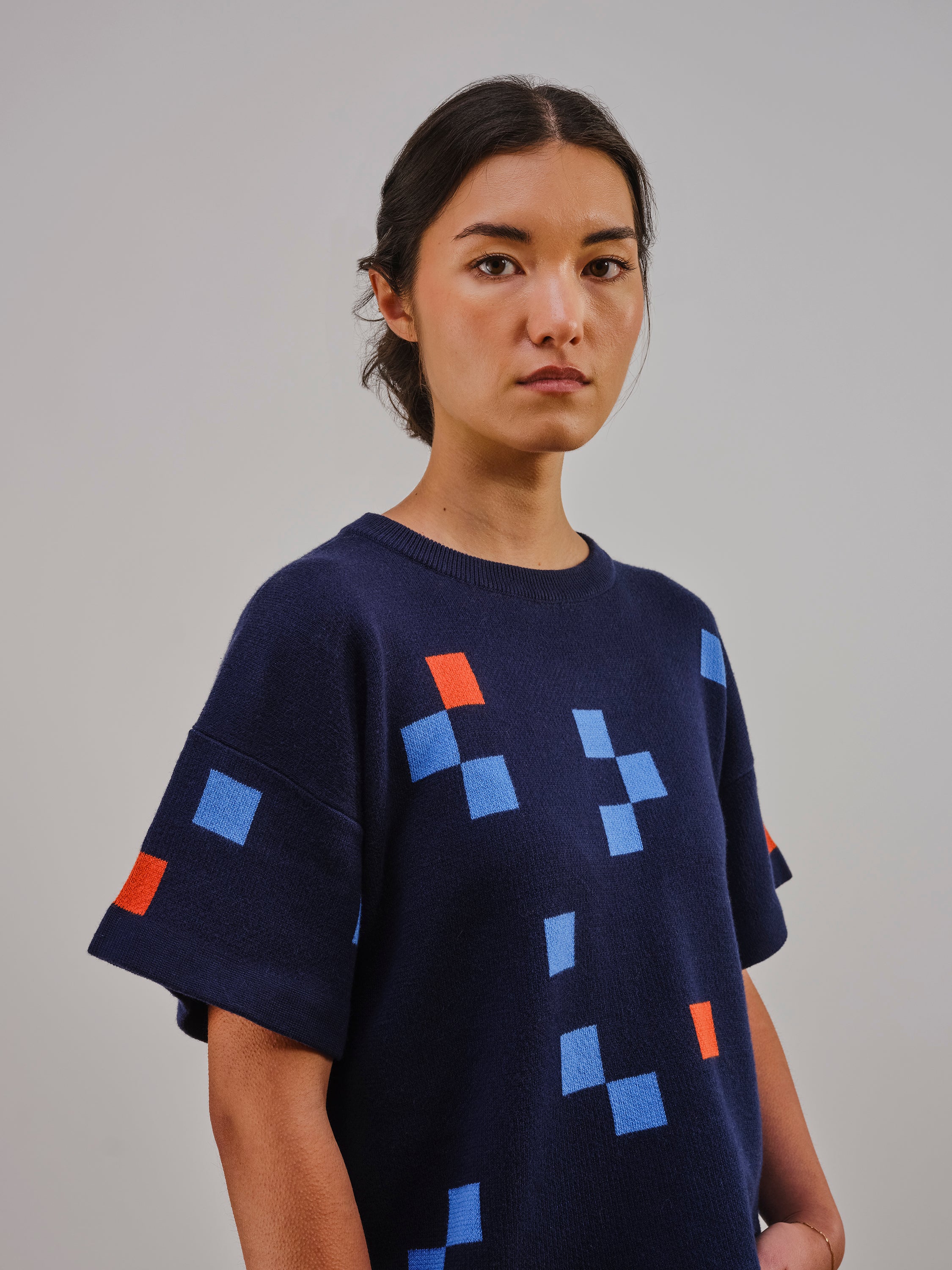 Albers Short Sleeve Sweater Tee- Indigo