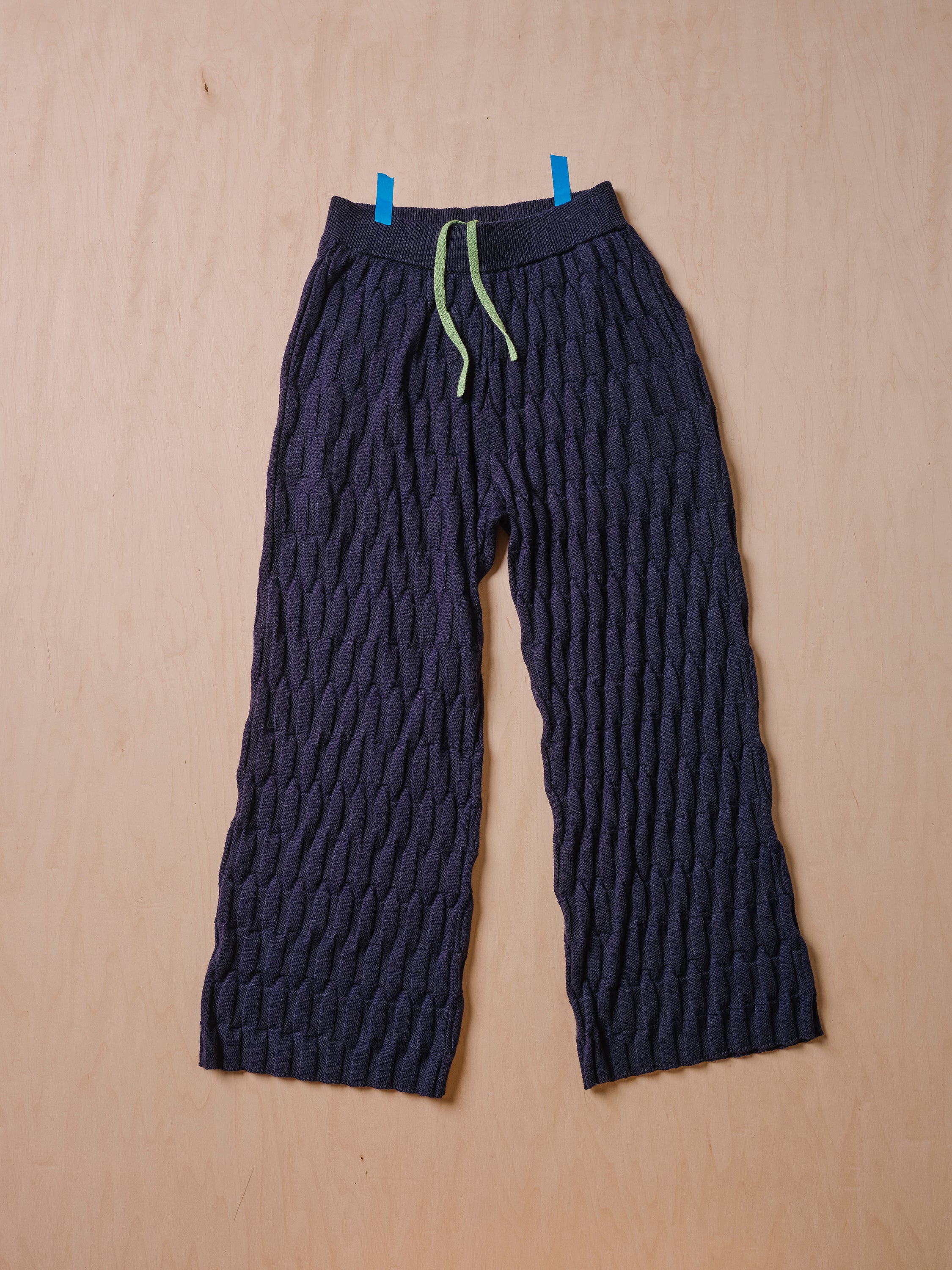 Grid Stitch Knit Wide Leg Pant - Ink