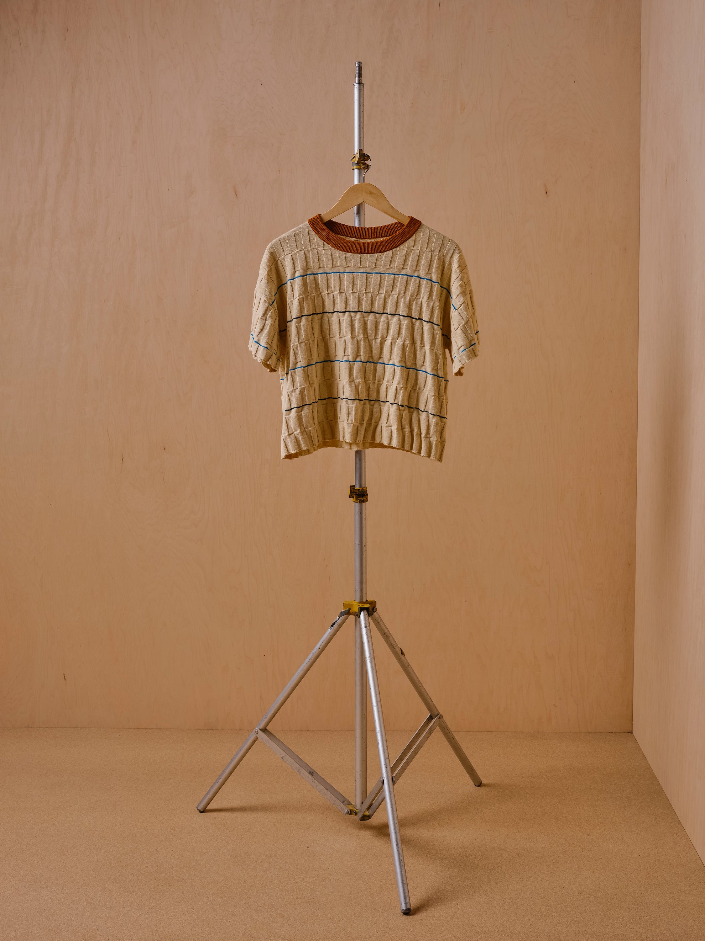 Wiggle Stripe Knit Grid Tee - Brugmansia