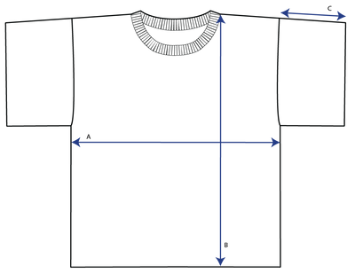 Relaxed Square Grid Tee measurement diagram — chest width, body length and sleeve