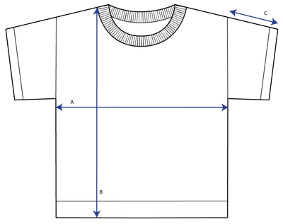 Relaxed Square Tee measurement diagram — chest width, body length and sleeve