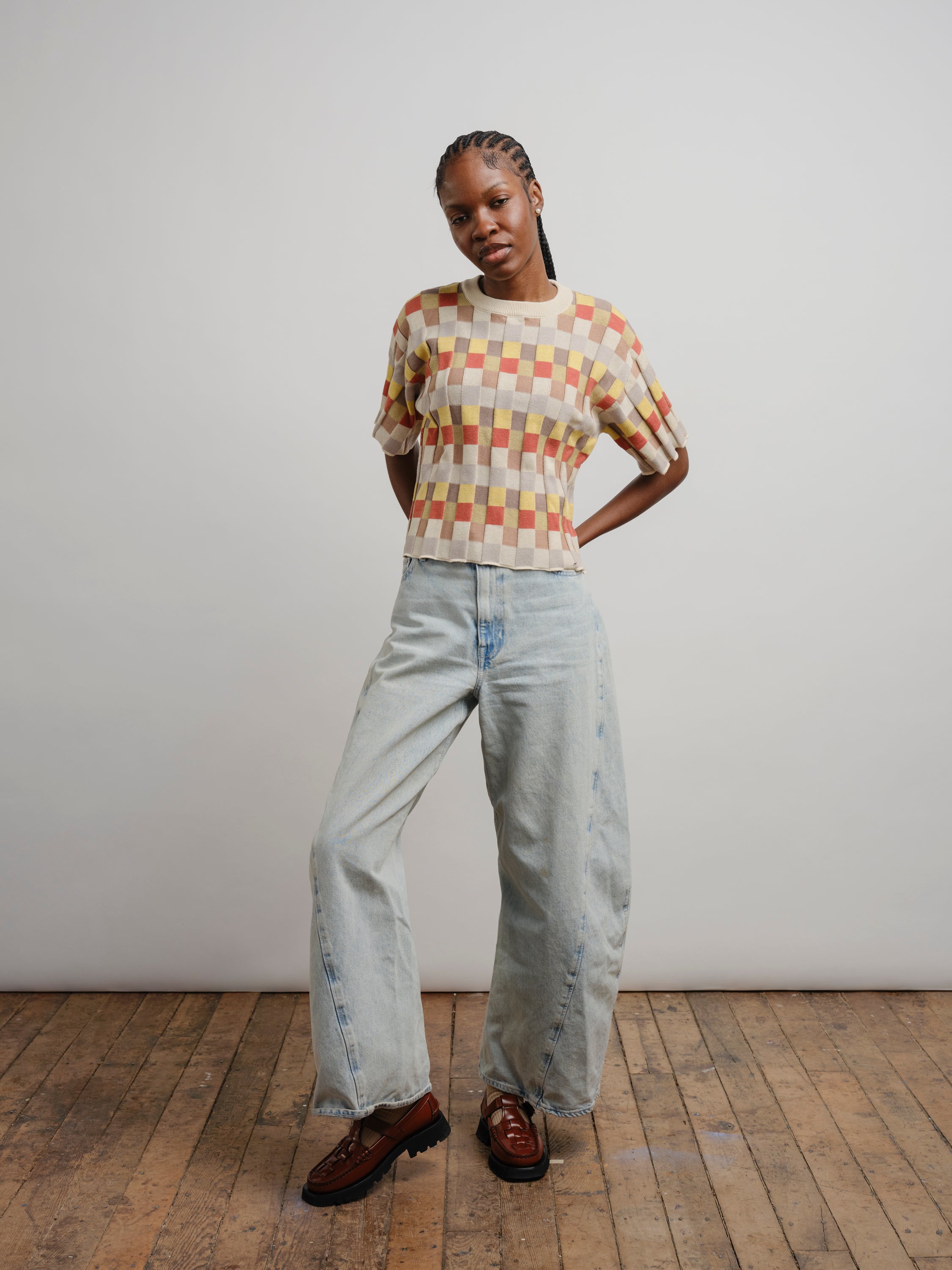 Anni Grid Plaited Tee - Elemental