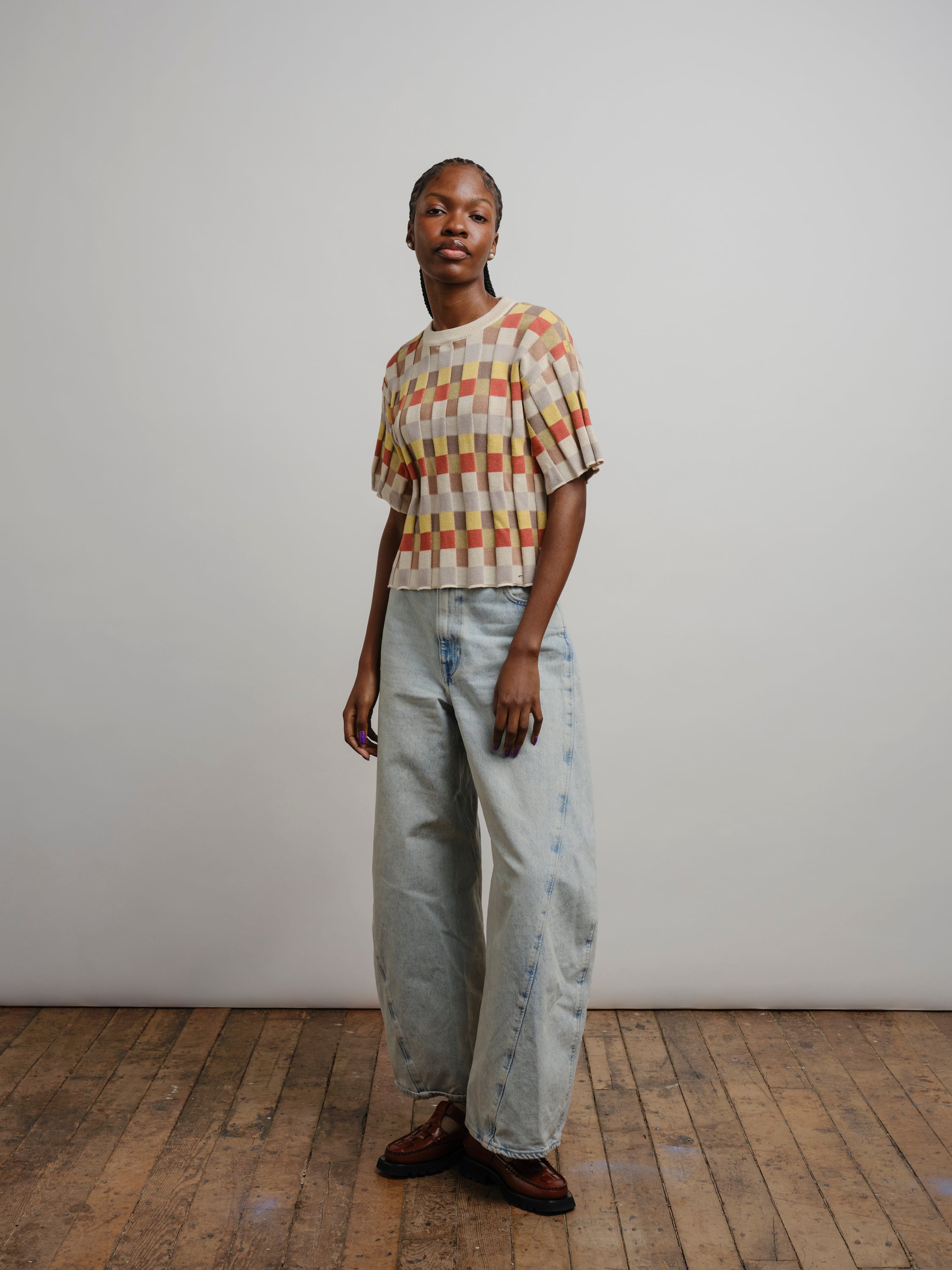 Anni Grid Plaited Tee - Elemental