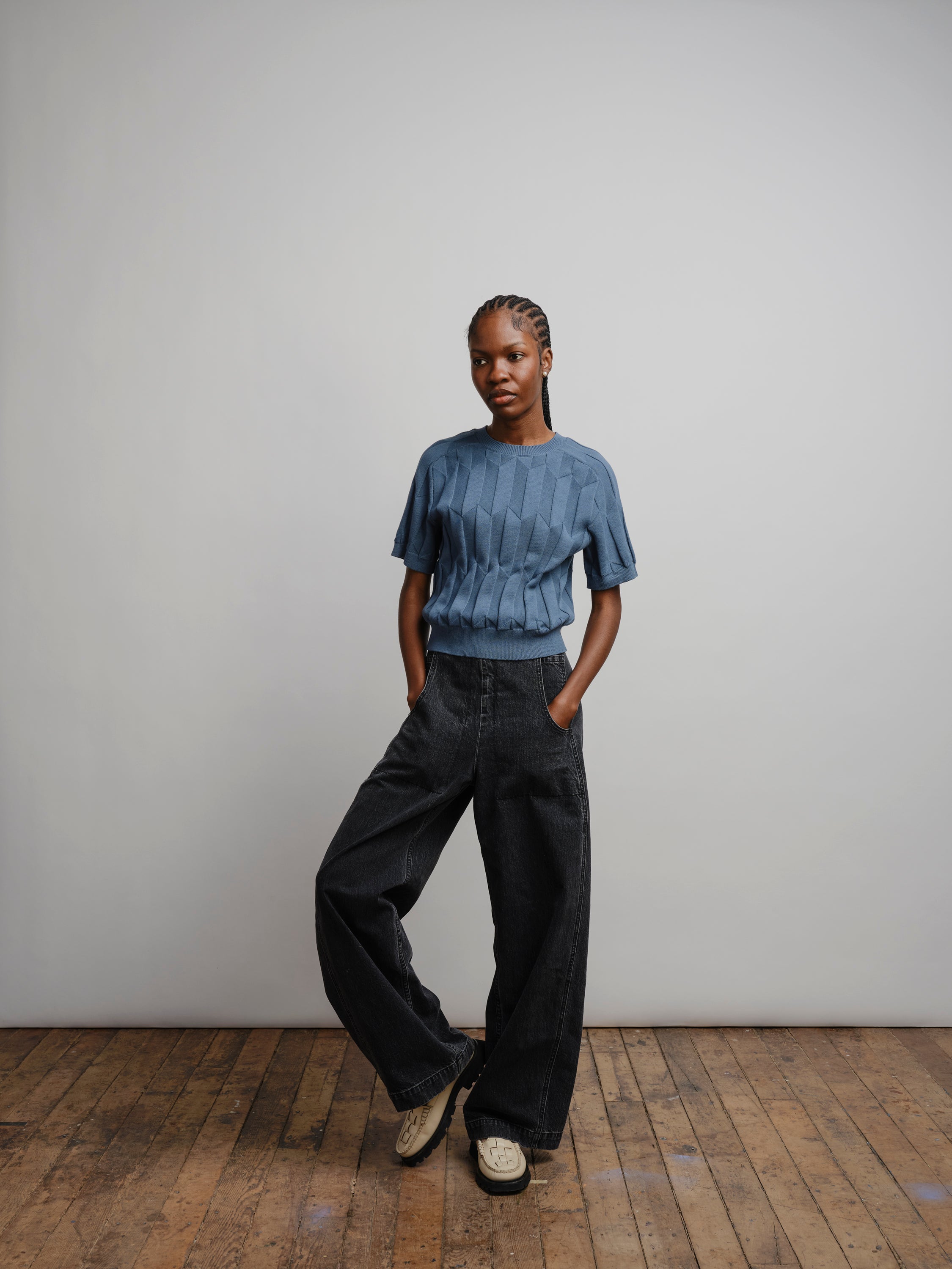 Chevron Ruben Tee - Delphinium