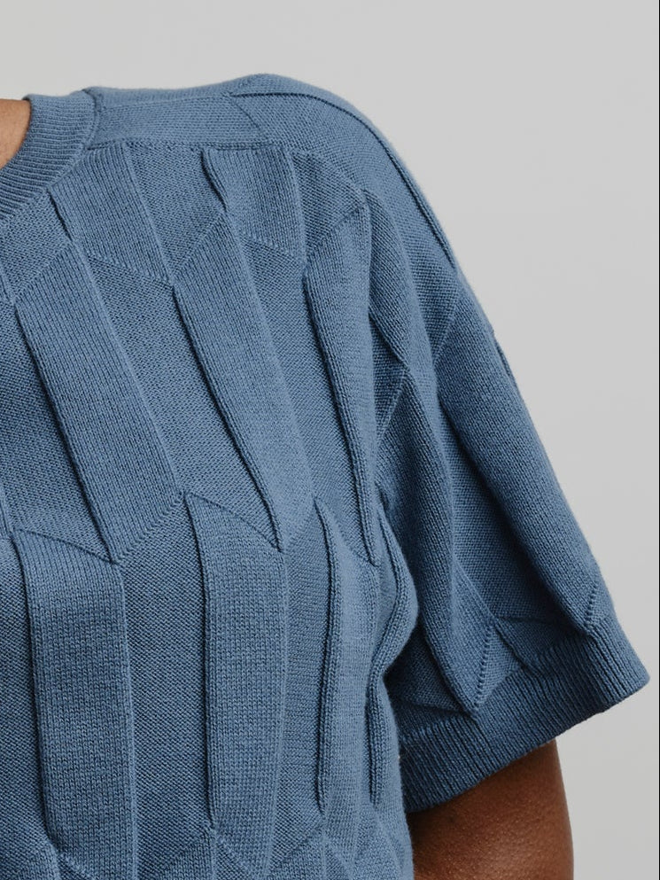 Chevron Ruben Tee - Delphinium