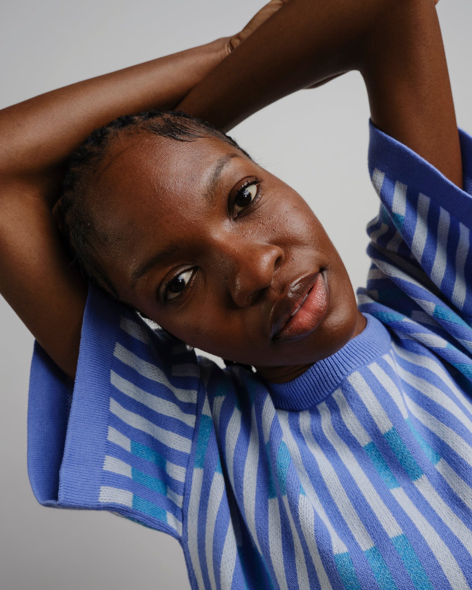 Bauhaus Short Sleeve Sweater Tee - Azure