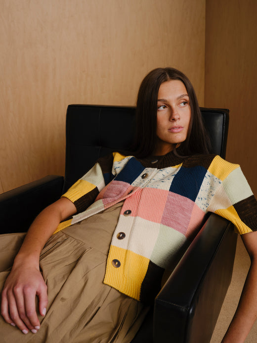 Lou Cotton Colorblock Cardigan
