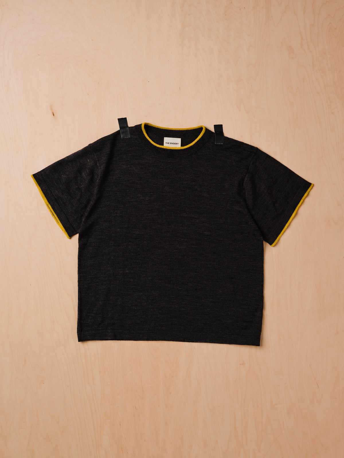 The Endery Tipped Merino Oversized Tee, Carbon — black tee