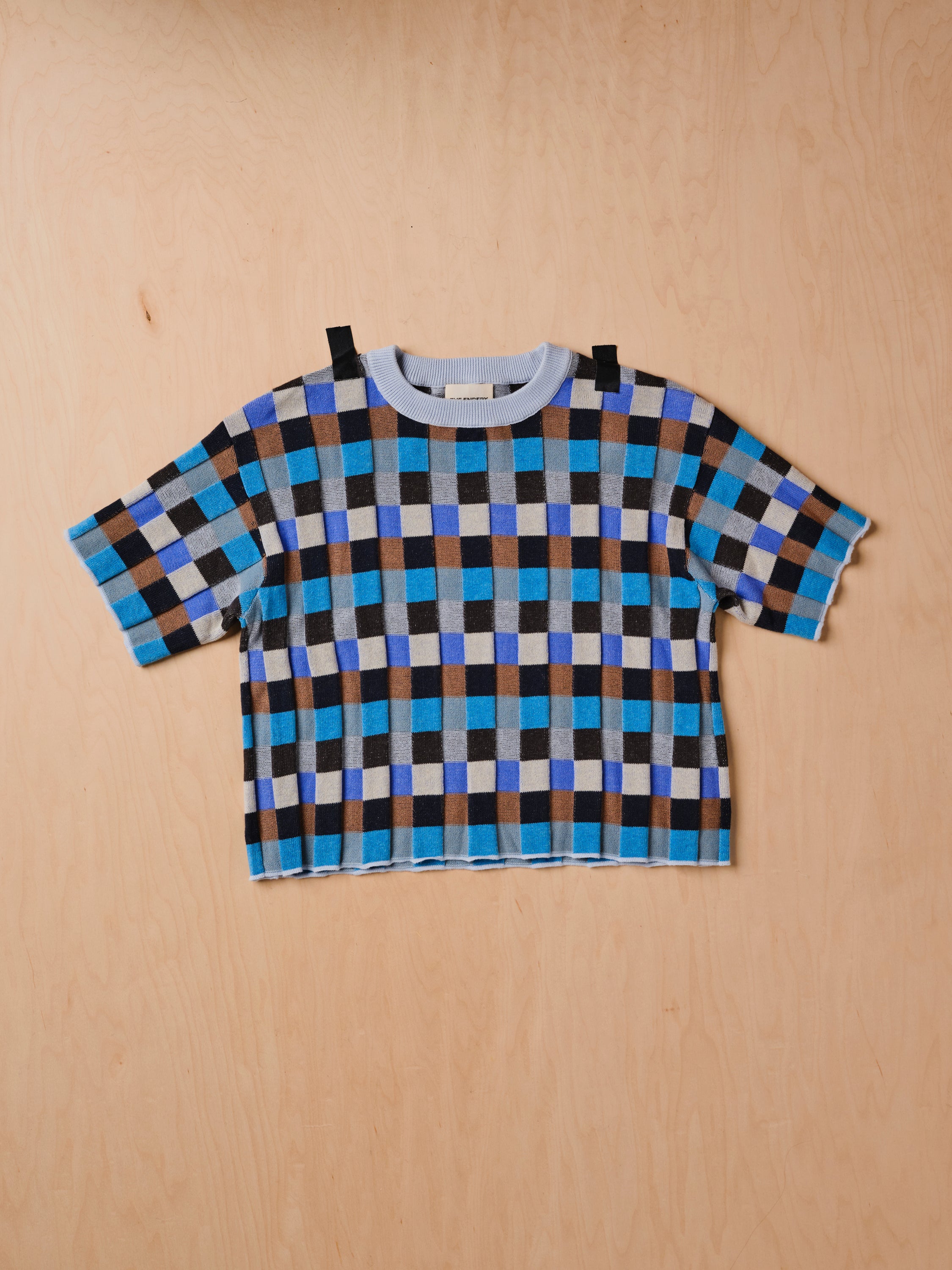 Anni Grid Plaited Tee - Jetstream