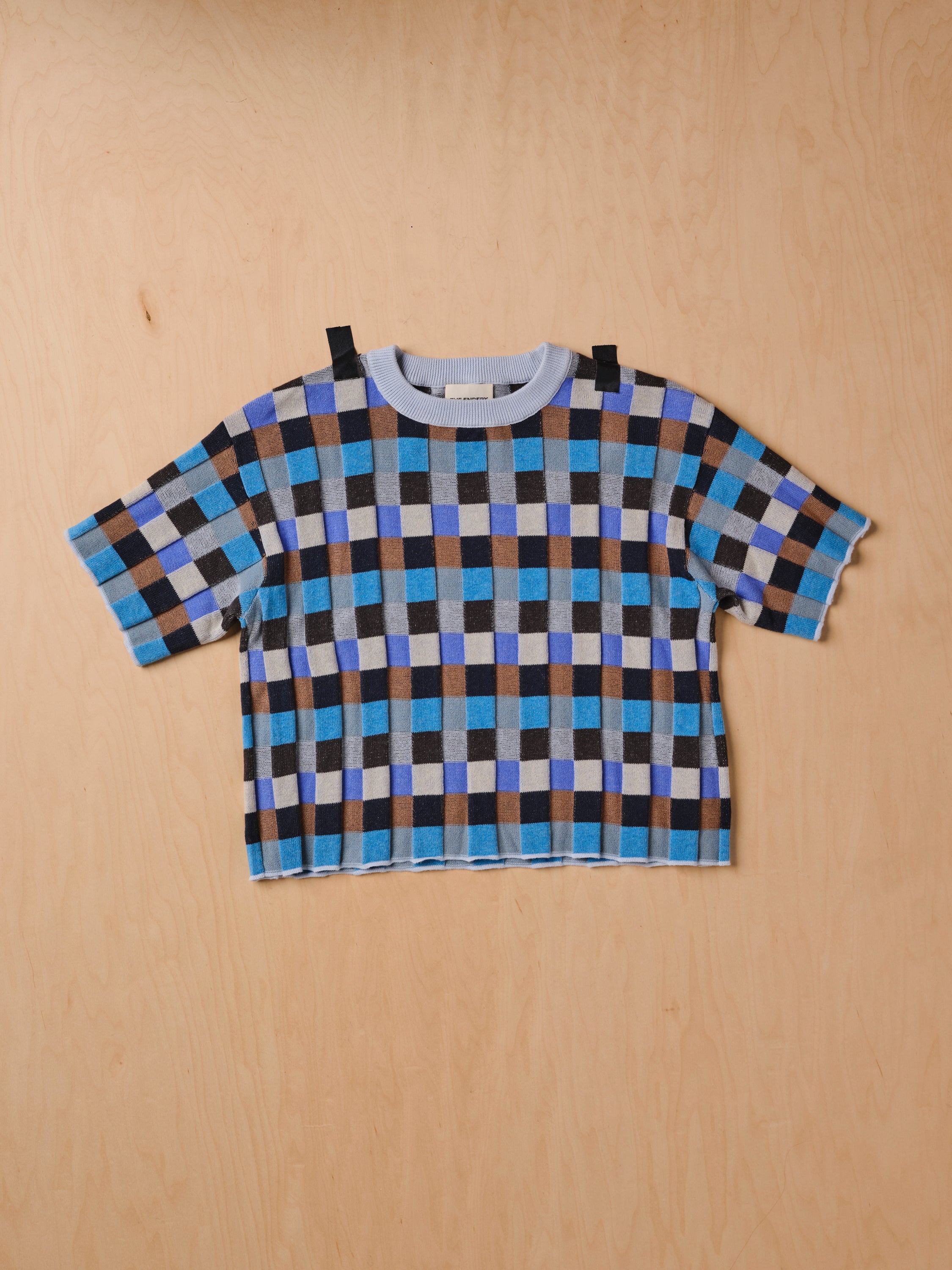 Anni Grid Plaited Tee - Jetstream
