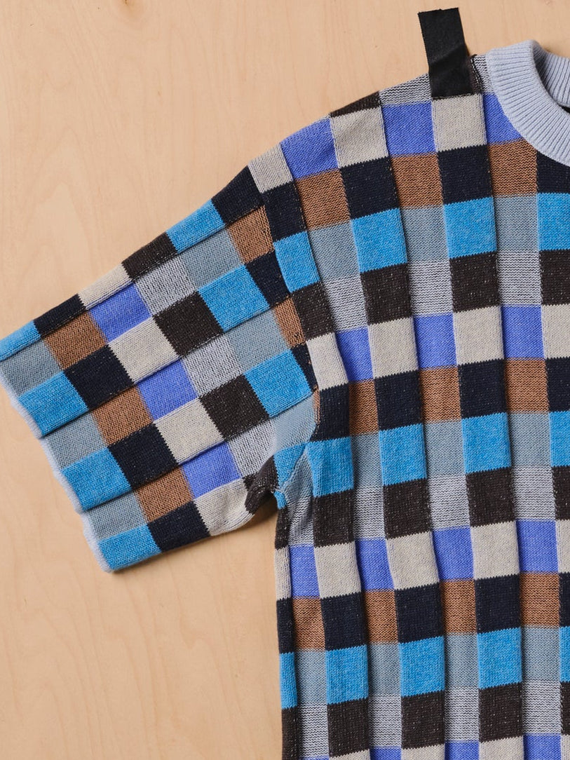 Anni Grid Plaited Tee - Jetstream