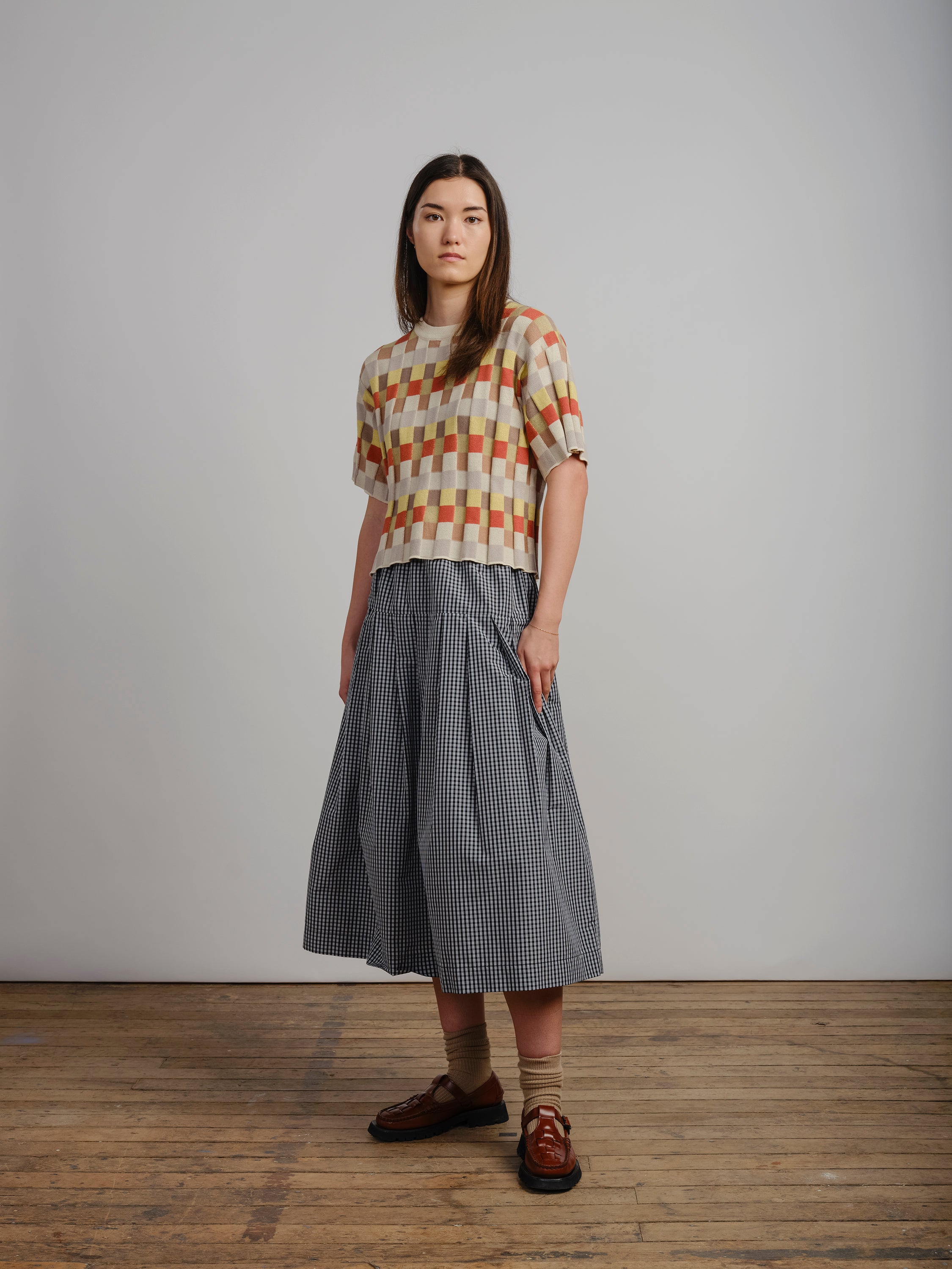 Anni Grid Plaited Tee - Elemental
