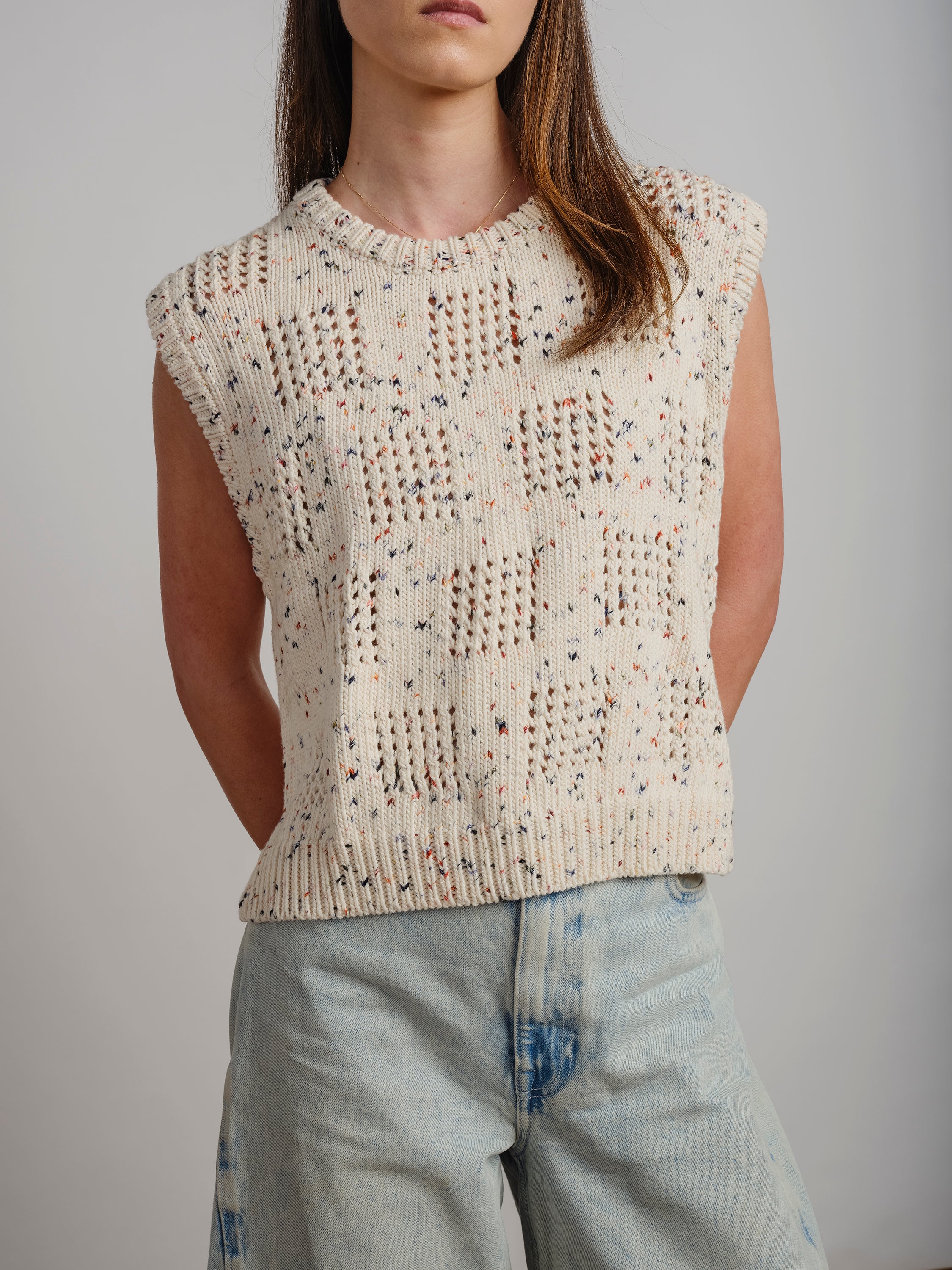 Katt Eyelet Vest - Kaleidoscope