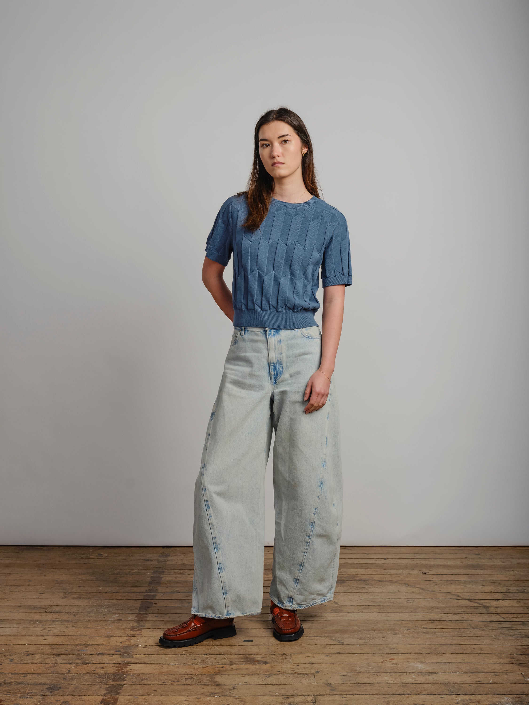 Chevron Ruben Tee - Delphinium