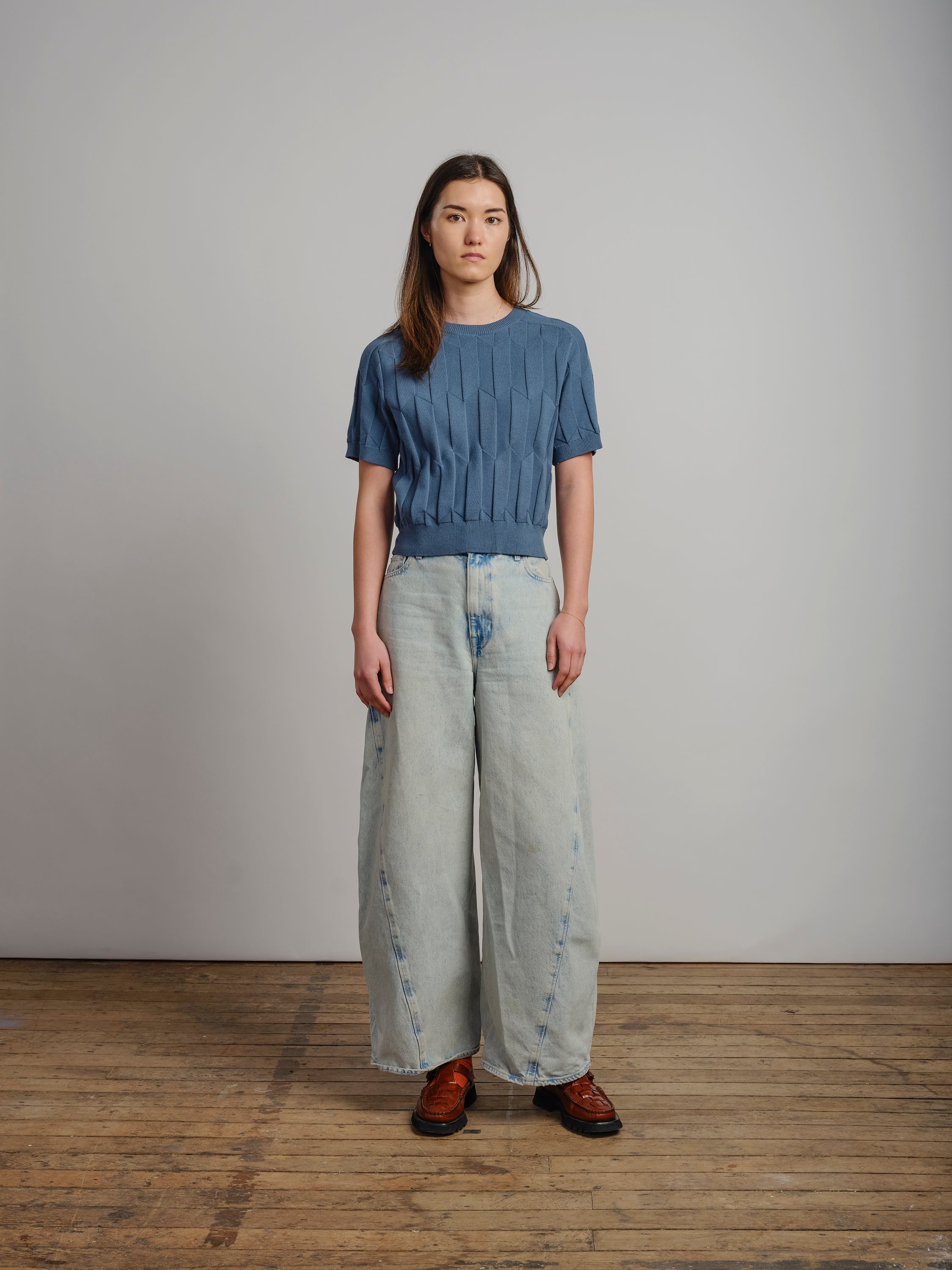 Chevron Ruben Tee - Delphinium