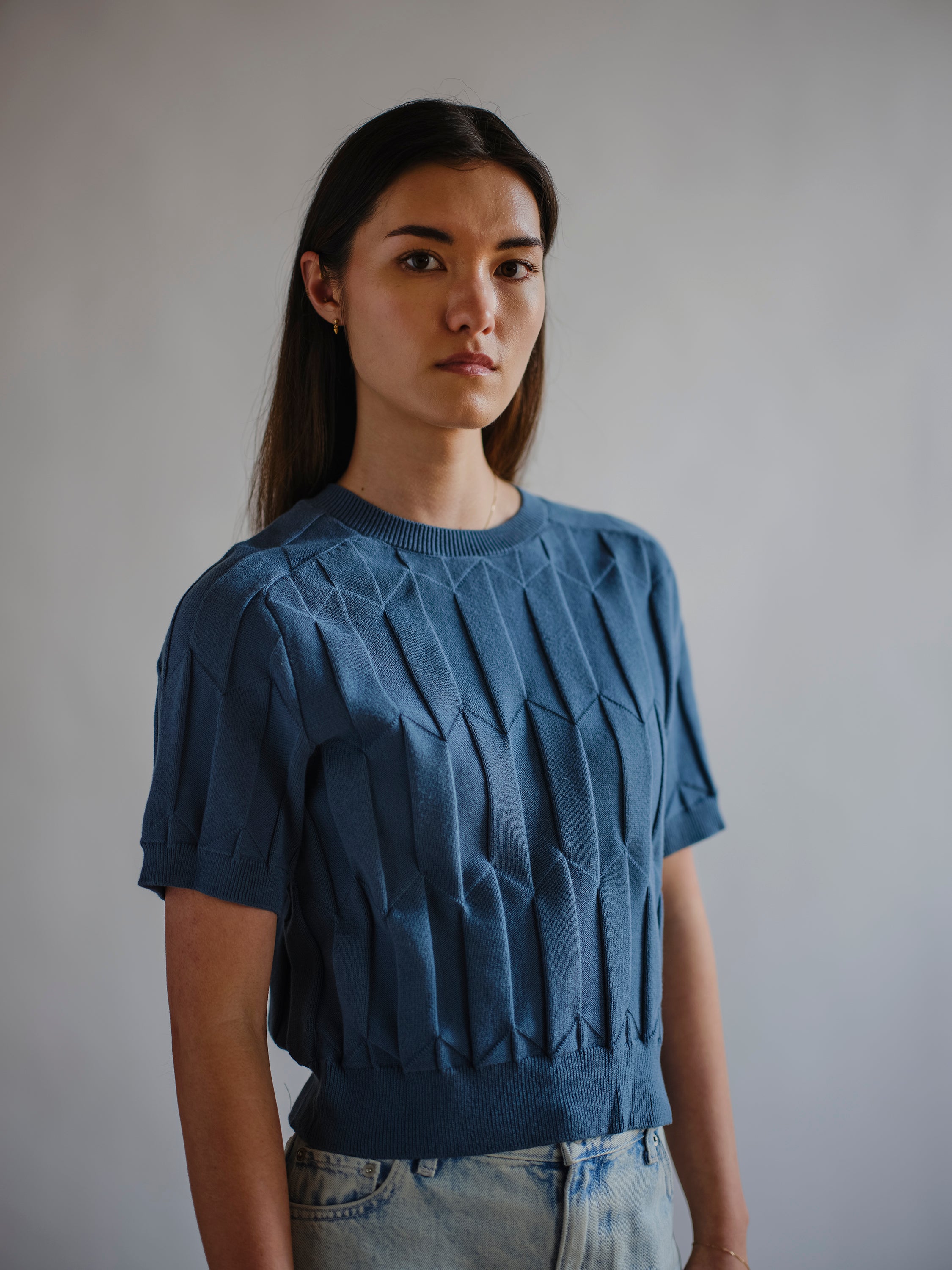 Chevron Ruben Tee - Delphinium