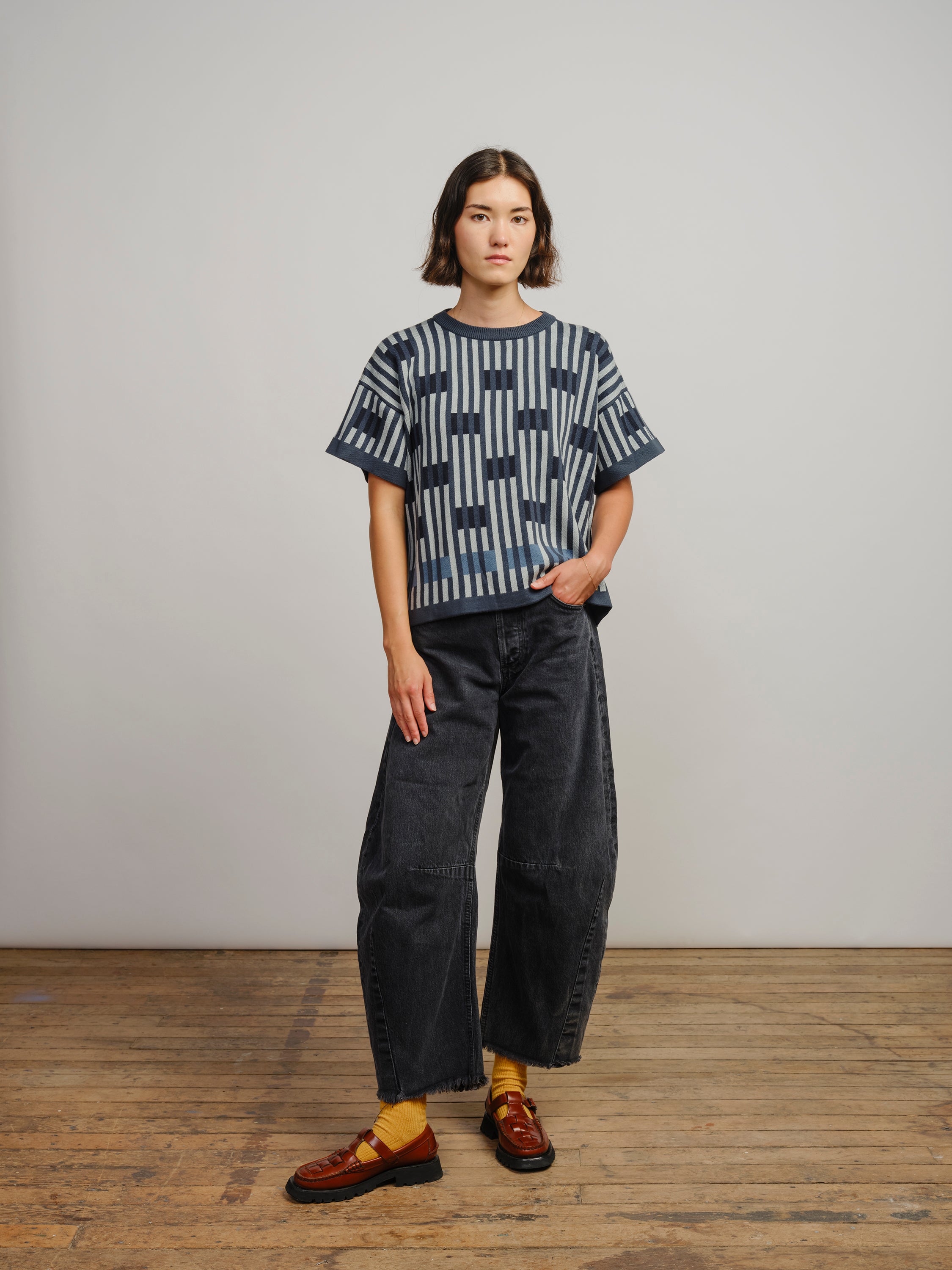 Bauhaus Short Sleeve Sweater Tee - Cinder