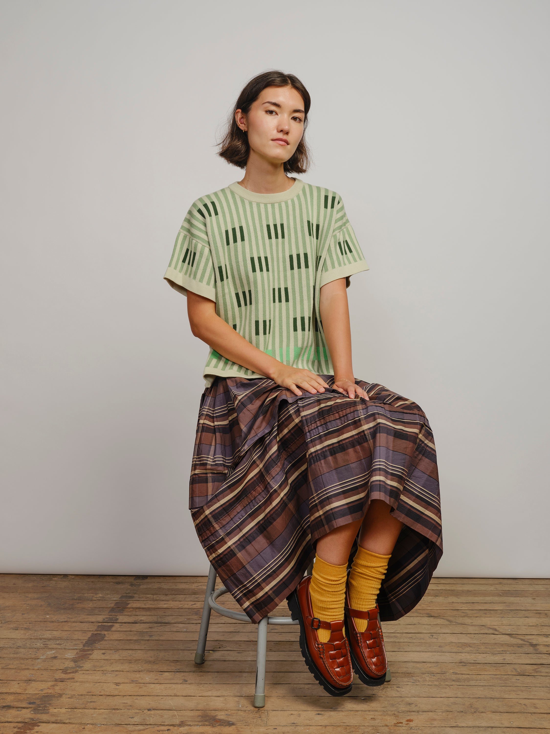 Bauhaus Short Sleeve Sweater Tee - Chloris