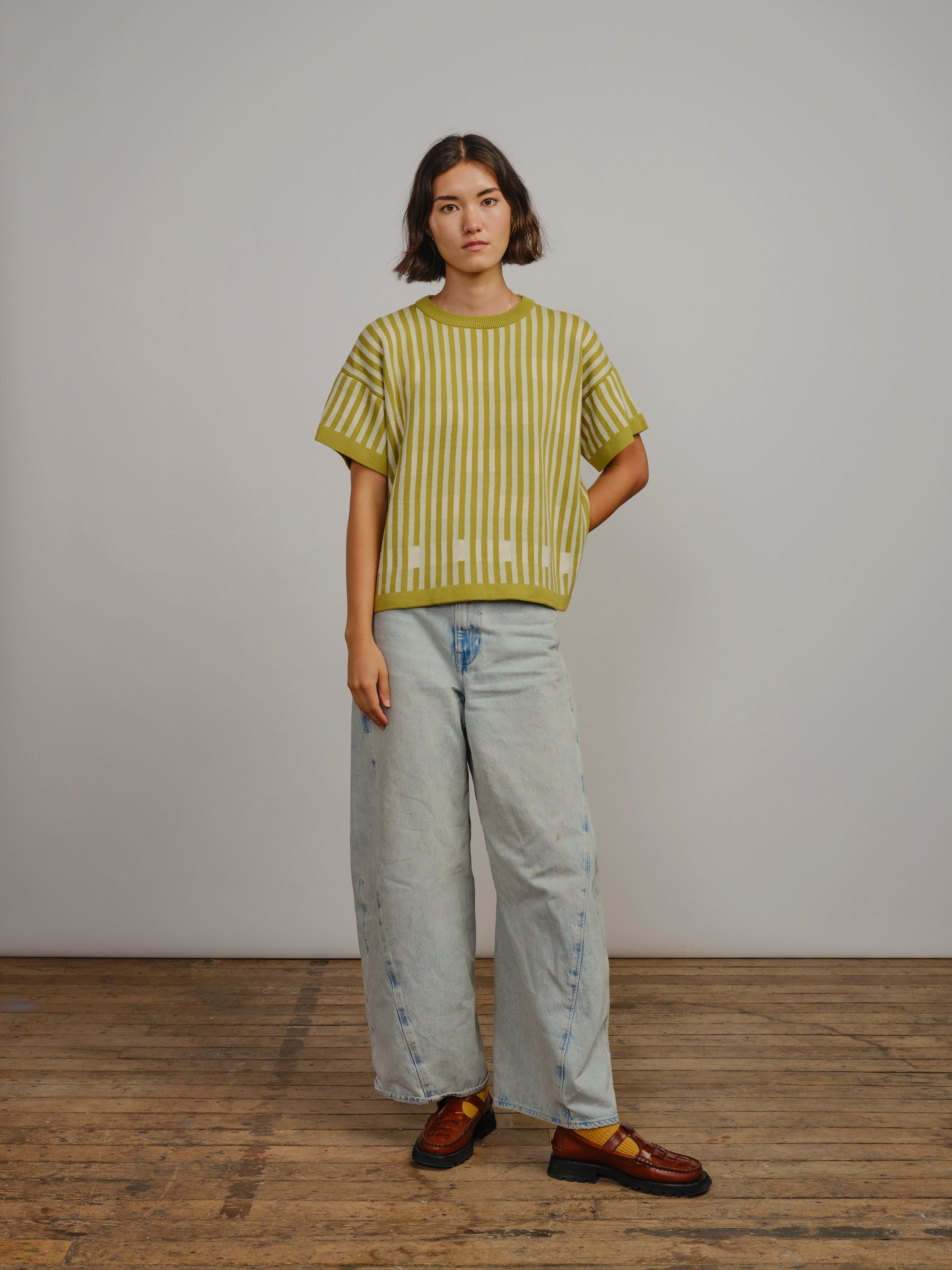 Bauhaus Short Sleeve Sweater Tee - Verdant