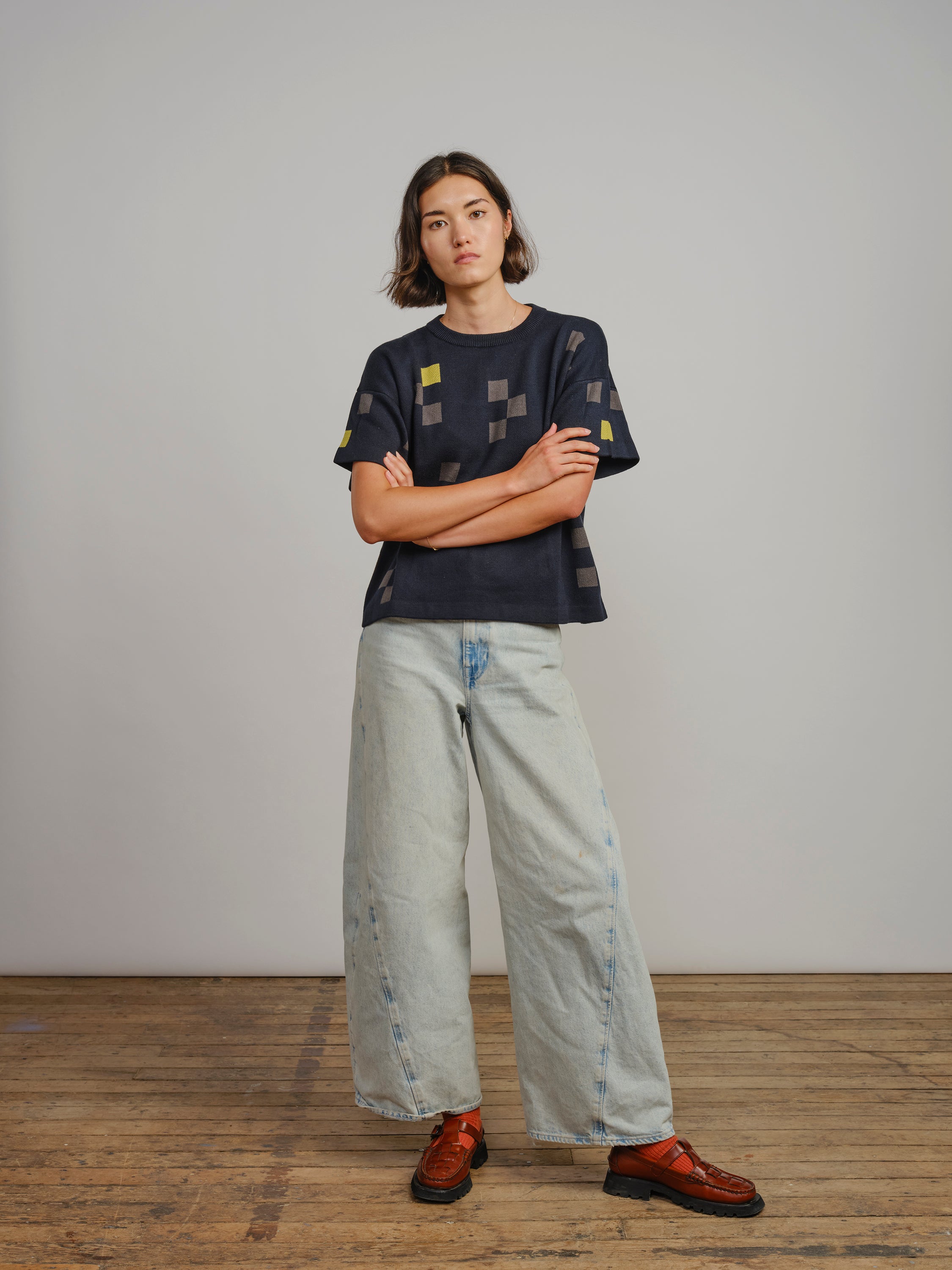 Albers Short Sleeve Sweater Tee - Atlantic